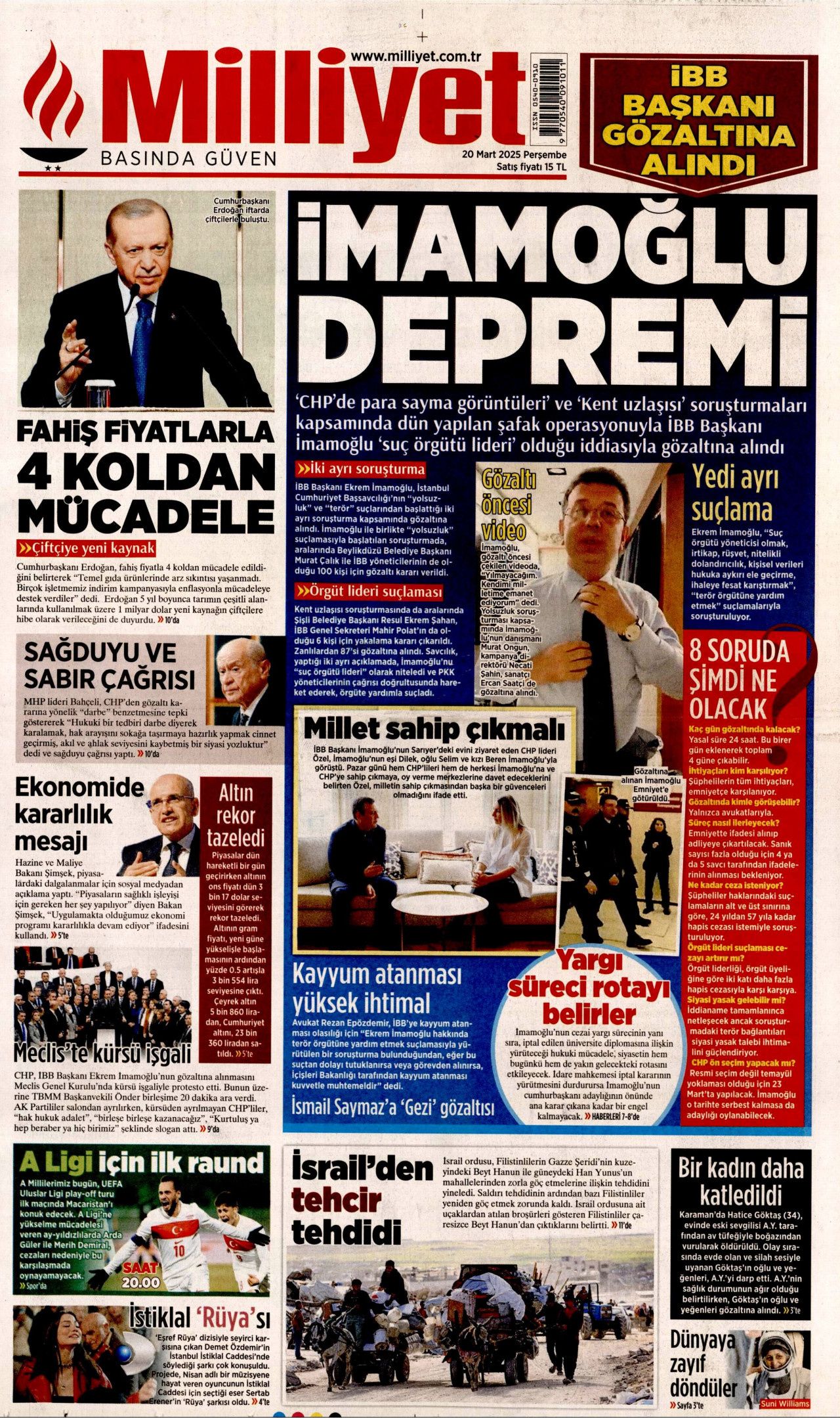 Ekrem İmamoğlu gözaltısı manşetlerde! Hangi gazete nasıl gördü? İşte 20 Mart Perşembe gazete manşetleri... 9