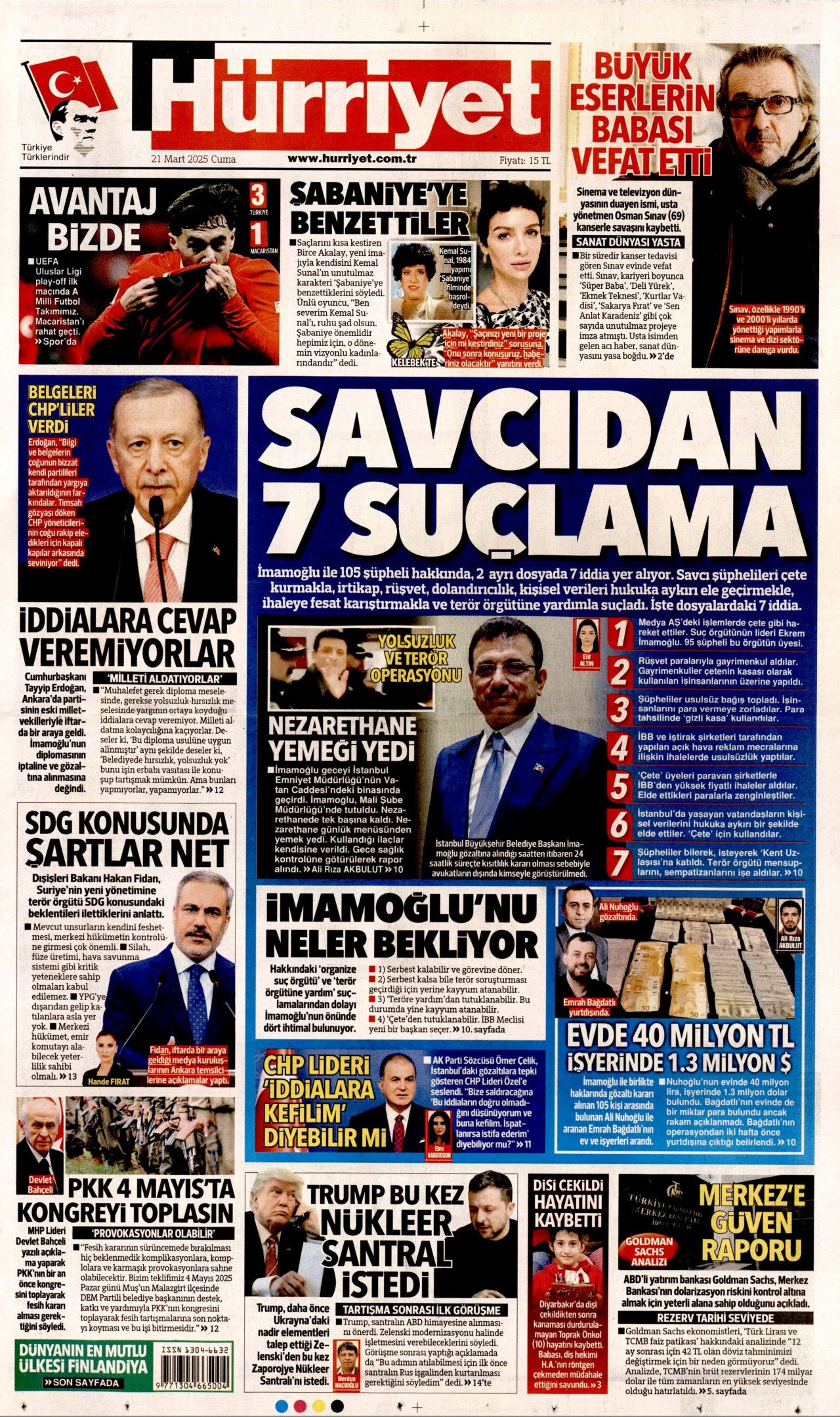 Ekrem İmamoğlu'nu neler bekliyor? 4 ihtimal var... İşte 21 Mart Cuma gazete manşetleri... 1