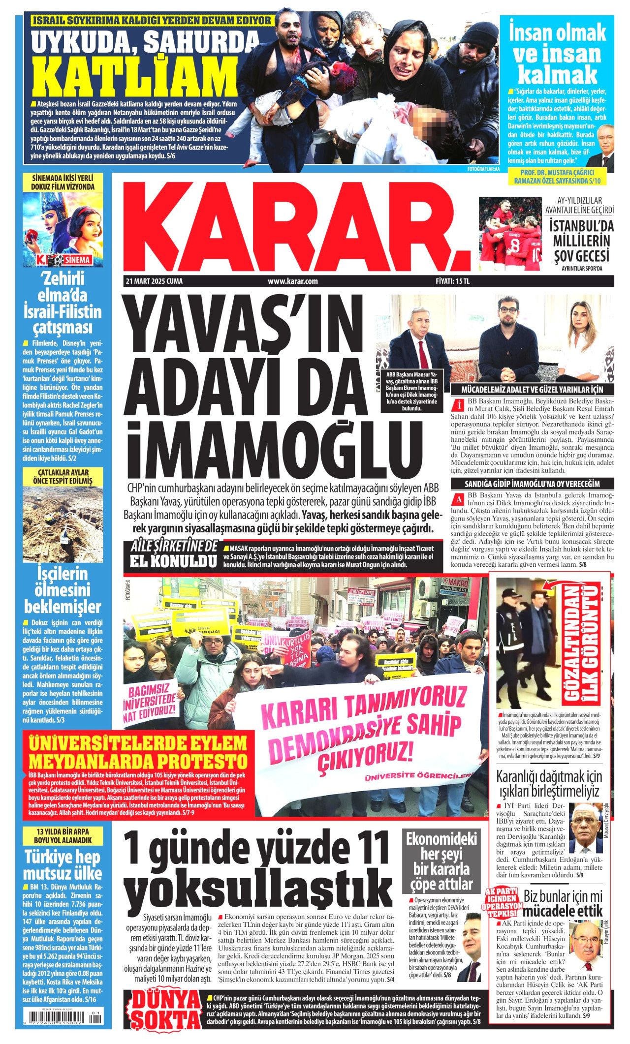 Ekrem İmamoğlu'nu neler bekliyor? 4 ihtimal var... İşte 21 Mart Cuma gazete manşetleri... 8