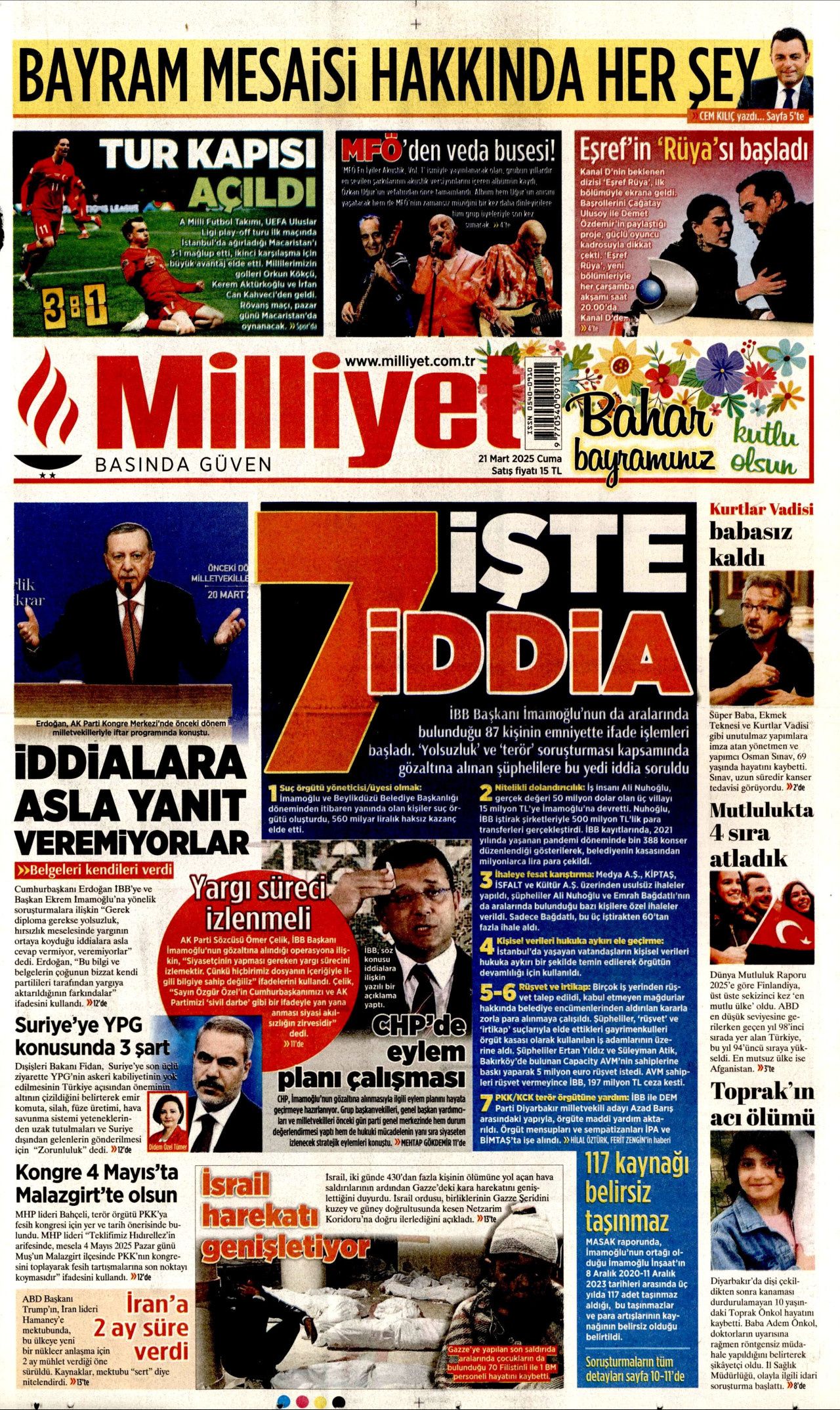 Ekrem İmamoğlu'nu neler bekliyor? 4 ihtimal var... İşte 21 Mart Cuma gazete manşetleri... 5
