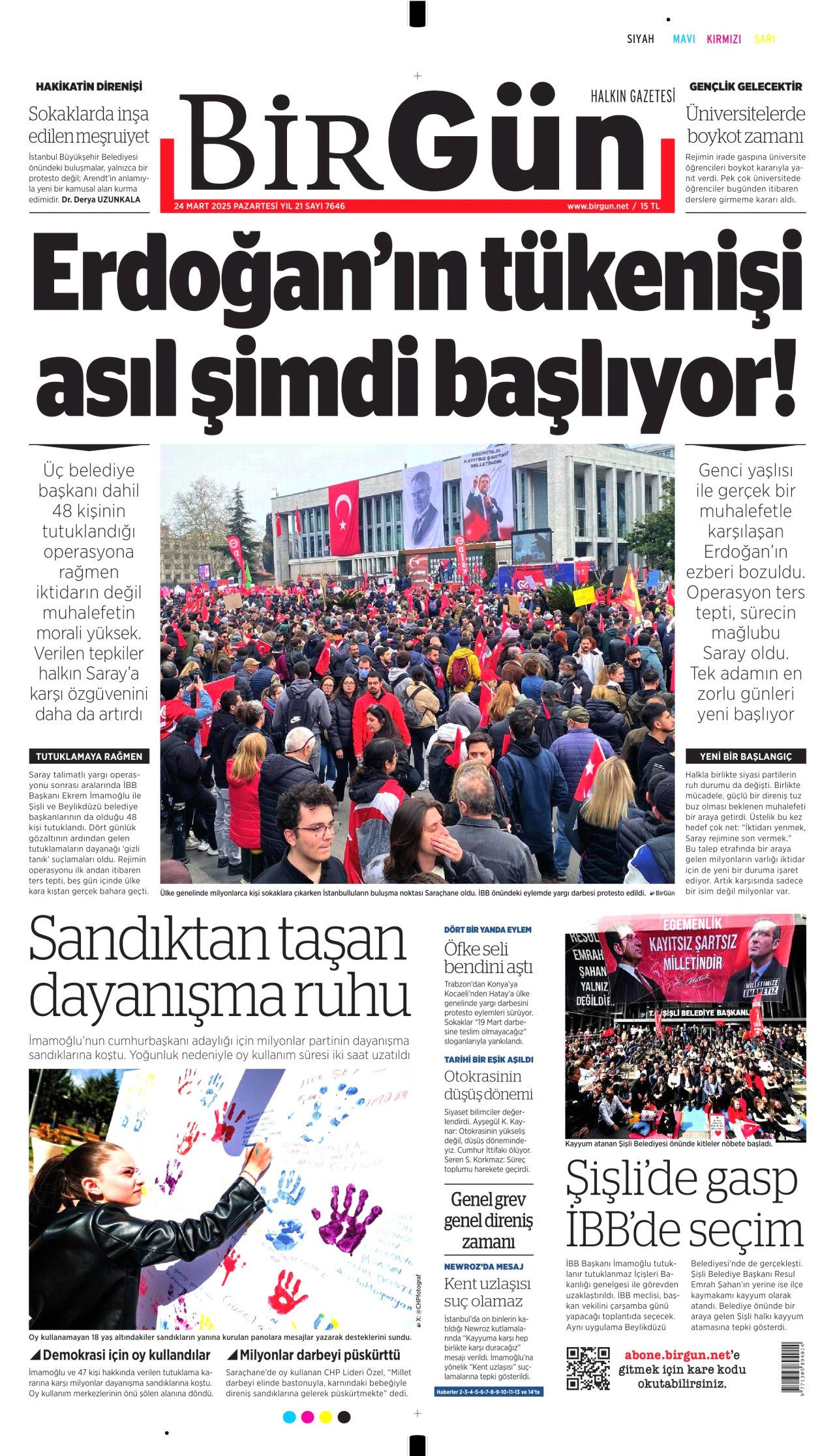 Ekrem İmamoğlu'nun tutuklanması manşetlerde! Hangi gazete nasıl gördü? İşte 24 Mart Pazartesi Hürriyet, Milliyet, Sabah, Takvim, Yeni Şafak, Cumhuriyet, Sözcü, Birgün gazete manşetleri... 16