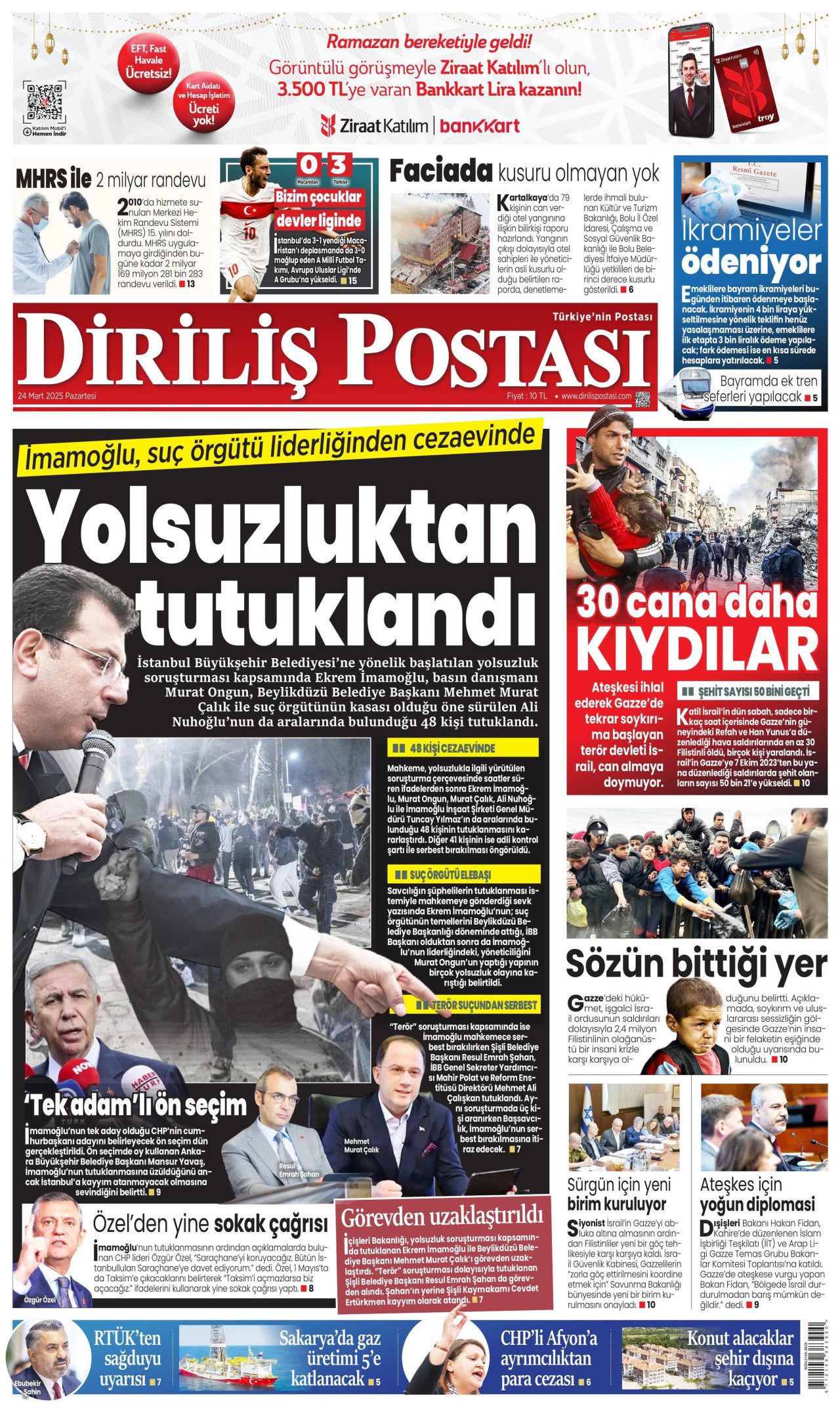 Ekrem İmamoğlu'nun tutuklanması manşetlerde! Hangi gazete nasıl gördü? İşte 24 Mart Pazartesi Hürriyet, Milliyet, Sabah, Takvim, Yeni Şafak, Cumhuriyet, Sözcü, Birgün gazete manşetleri... 15