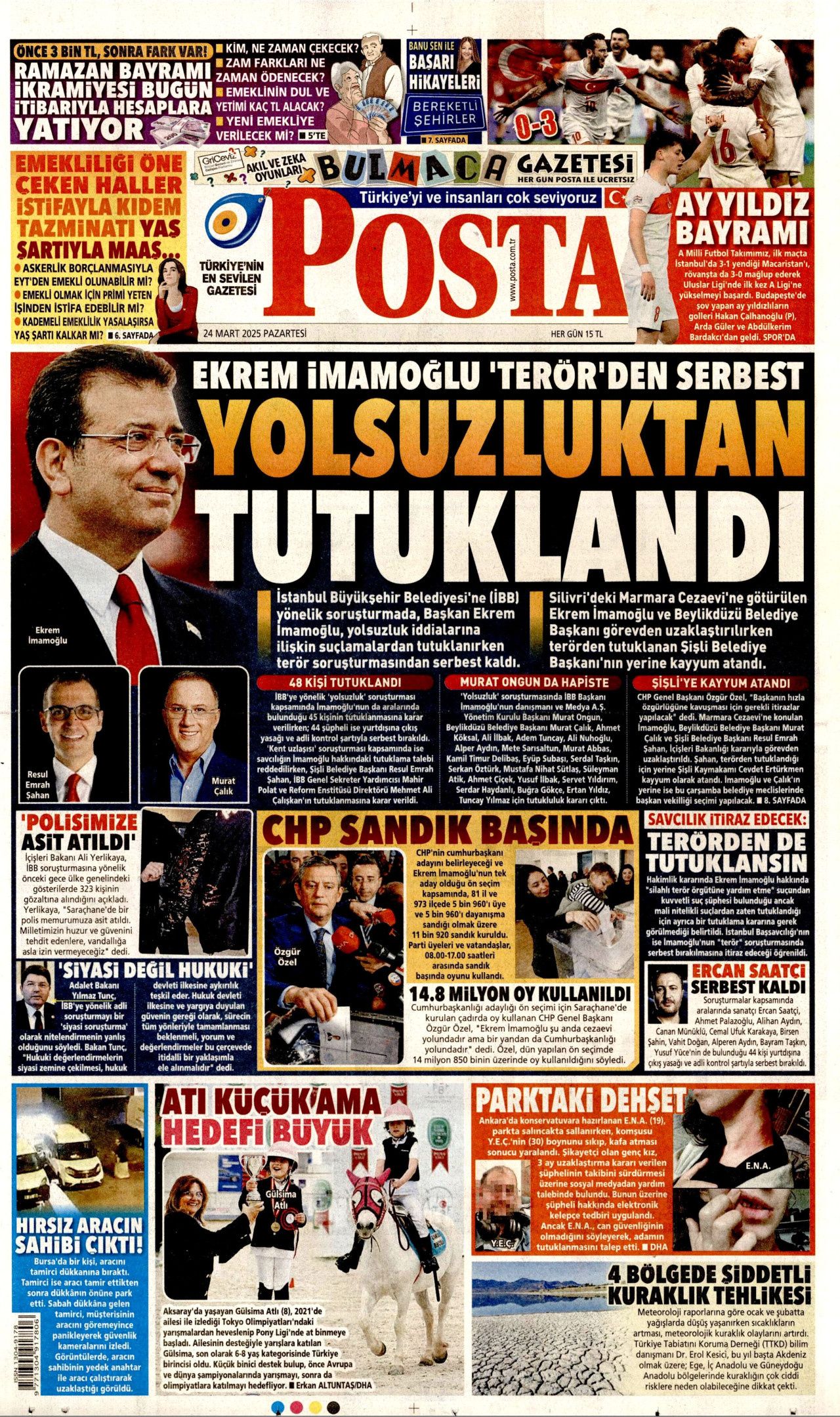 Ekrem İmamoğlu'nun tutuklanması manşetlerde! Hangi gazete nasıl gördü? İşte 24 Mart Pazartesi Hürriyet, Milliyet, Sabah, Takvim, Yeni Şafak, Cumhuriyet, Sözcü, Birgün gazete manşetleri... 12