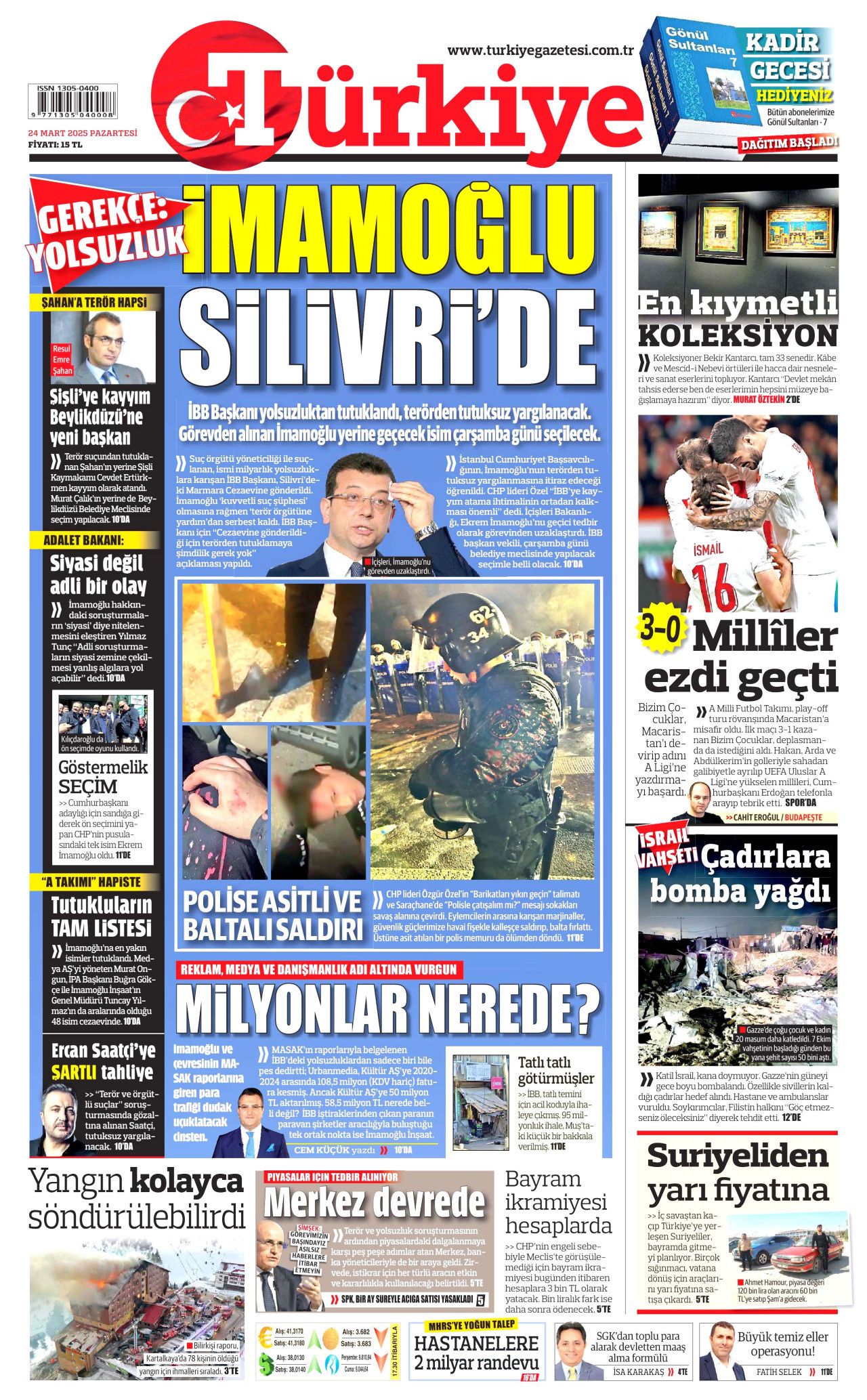 Ekrem İmamoğlu'nun tutuklanması manşetlerde! Hangi gazete nasıl gördü? İşte 24 Mart Pazartesi Hürriyet, Milliyet, Sabah, Takvim, Yeni Şafak, Cumhuriyet, Sözcü, Birgün gazete manşetleri... 9