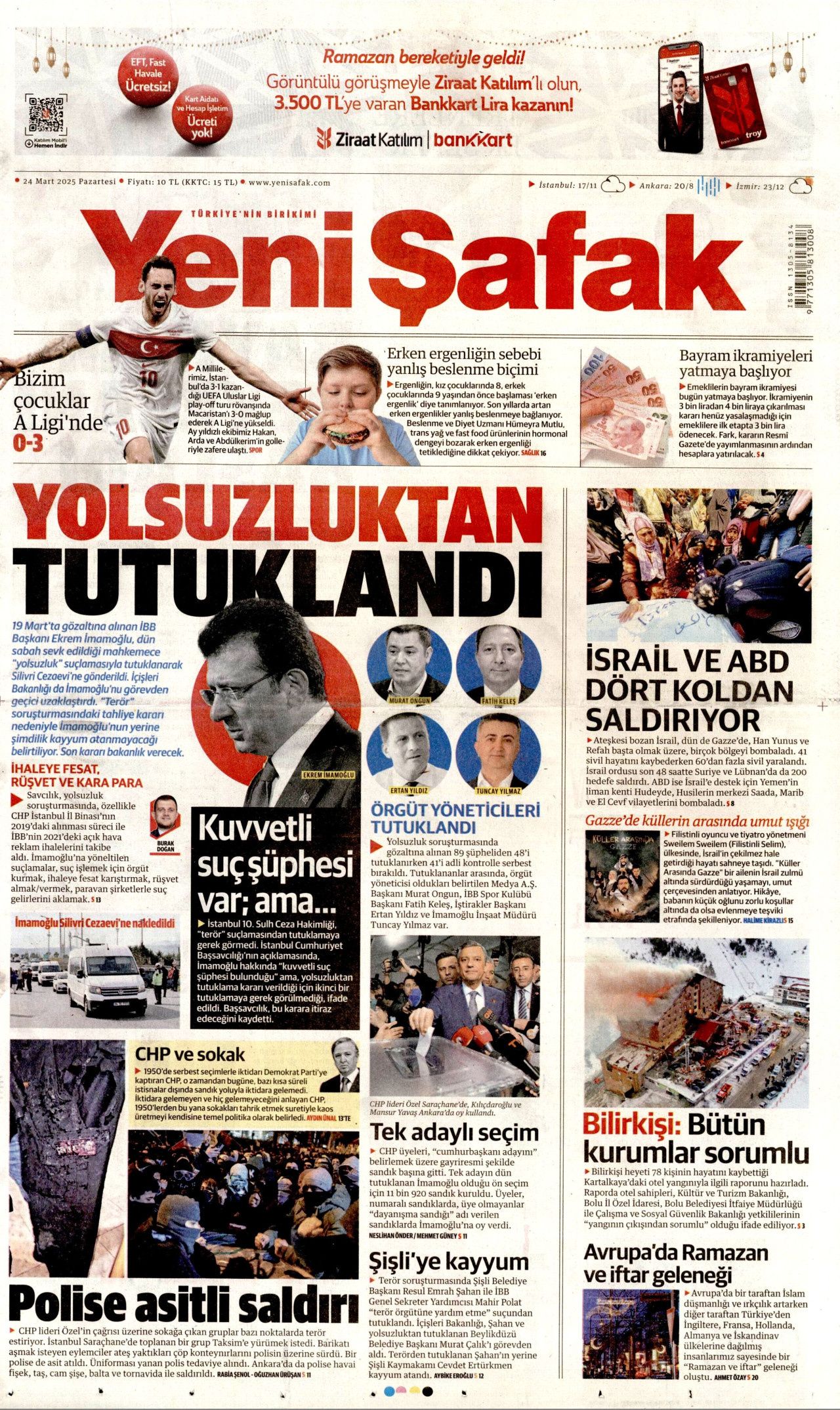 Ekrem İmamoğlu'nun tutuklanması manşetlerde! Hangi gazete nasıl gördü? İşte 24 Mart Pazartesi Hürriyet, Milliyet, Sabah, Takvim, Yeni Şafak, Cumhuriyet, Sözcü, Birgün gazete manşetleri... 8