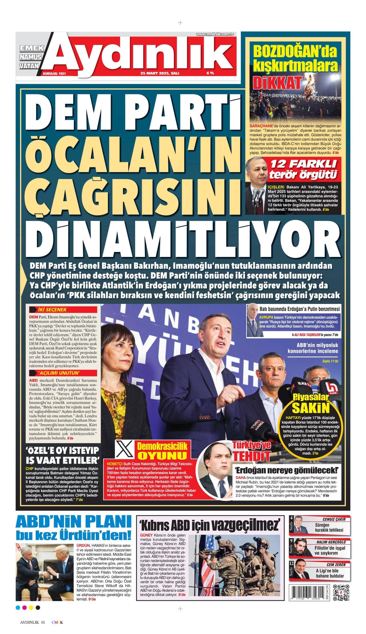 Piyasalar umursamadı! Kirli ellerin kaos senaryosu tutmadı! İşte 25 Mart Salı gazete manşetleri 14