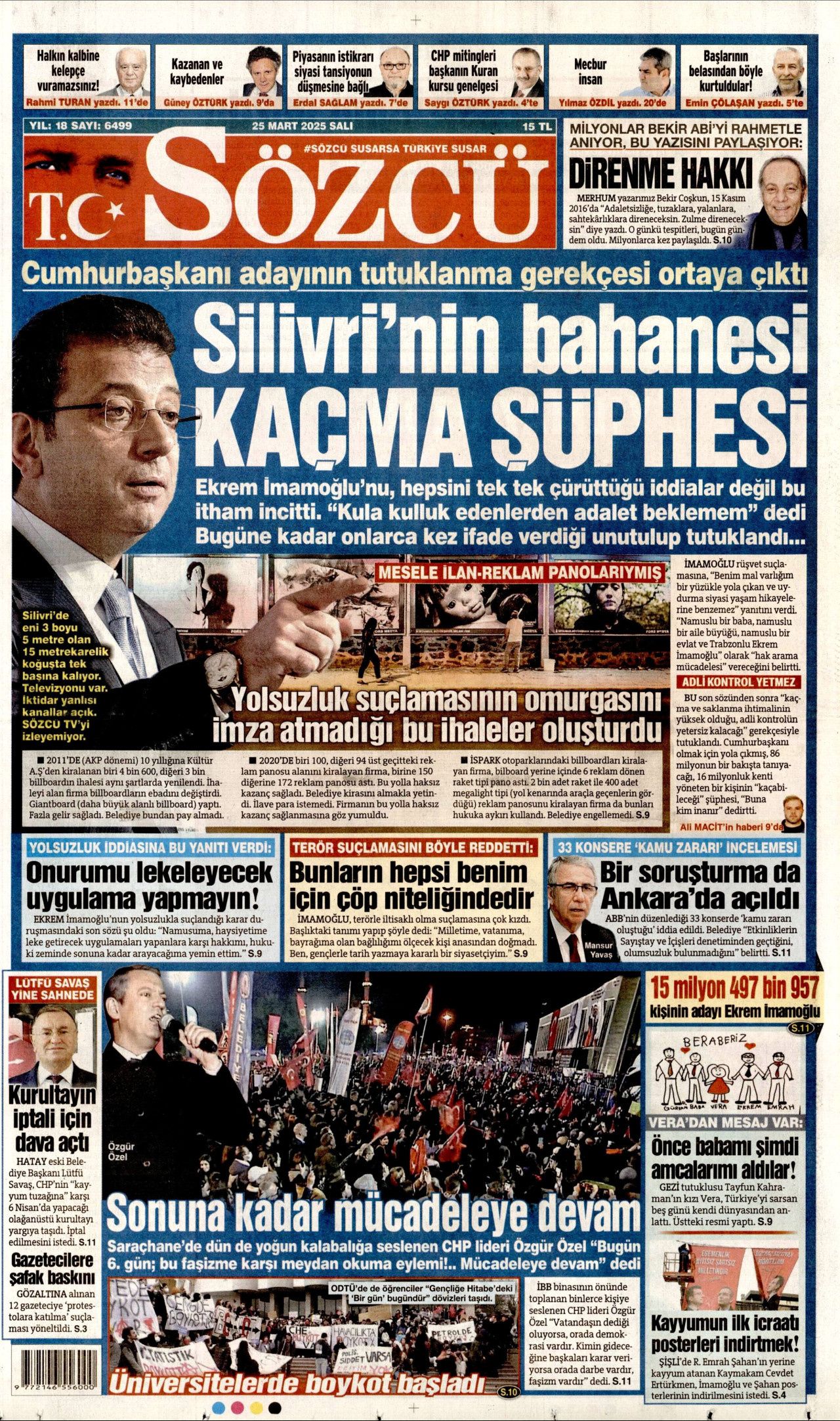 Piyasalar umursamadı! Kirli ellerin kaos senaryosu tutmadı! İşte 25 Mart Salı gazete manşetleri 4