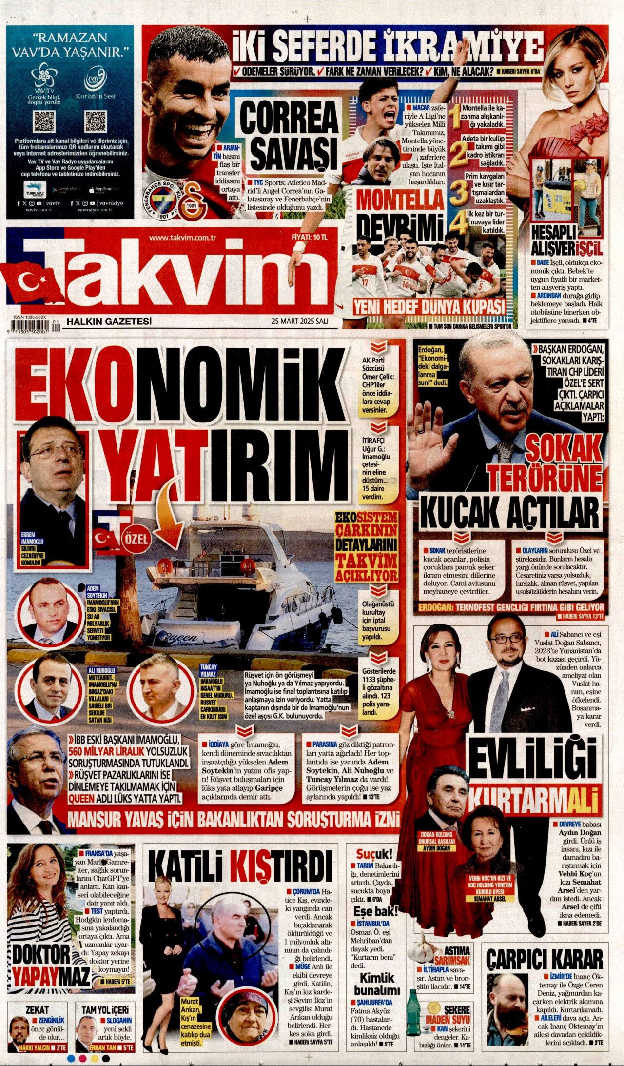 Piyasalar umursamadı! Kirli ellerin kaos senaryosu tutmadı! İşte 25 Mart Salı gazete manşetleri 12