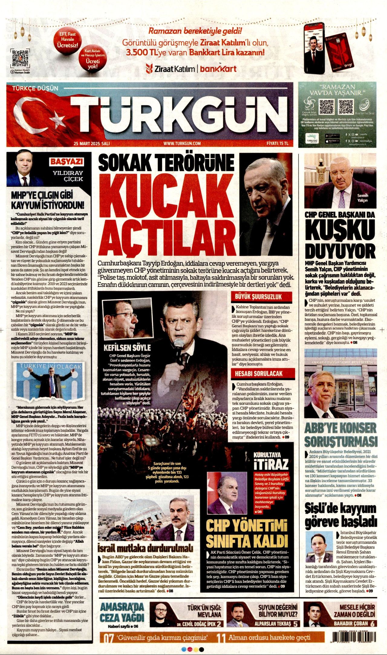 Piyasalar umursamadı! Kirli ellerin kaos senaryosu tutmadı! İşte 25 Mart Salı gazete manşetleri 17