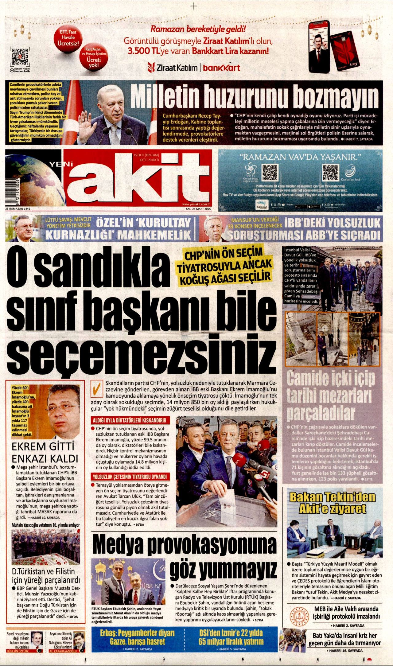 Piyasalar umursamadı! Kirli ellerin kaos senaryosu tutmadı! İşte 25 Mart Salı gazete manşetleri 18