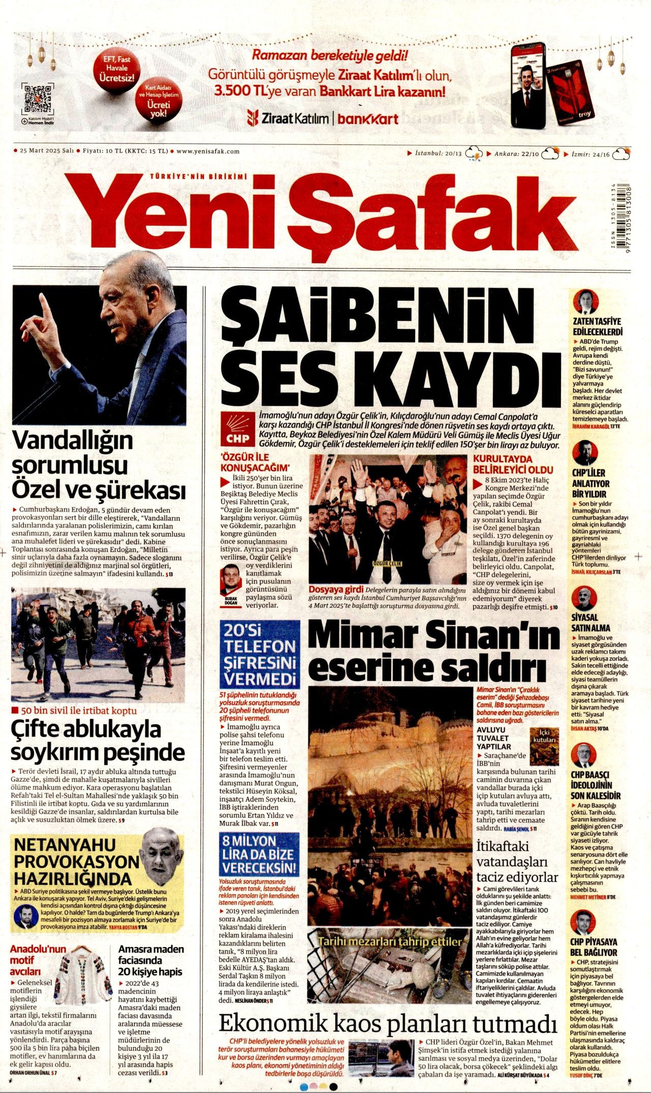 Piyasalar umursamadı! Kirli ellerin kaos senaryosu tutmadı! İşte 25 Mart Salı gazete manşetleri 7