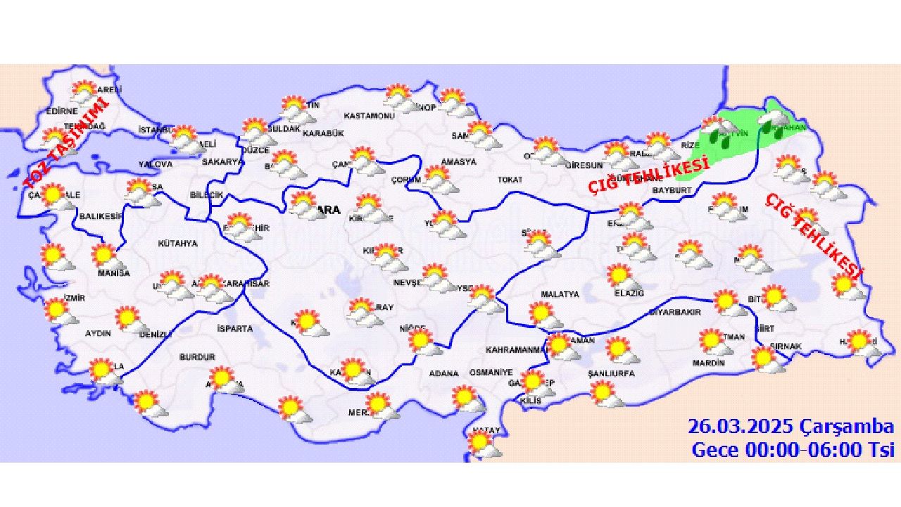26 Mart 2025 Türkiye geneli hava durumu! Başta İstanbul, Ankara, İzmir ve Bursa'da beklenen sıcaklıklar... 2