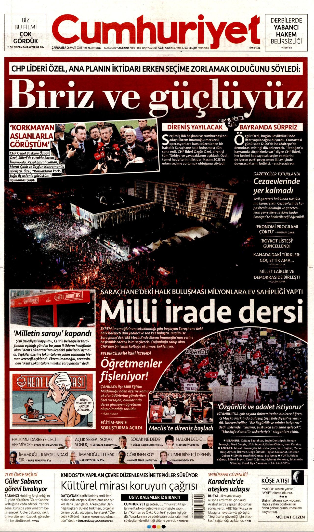 Nefret dalgası yayıyorlar! CHP'de 28 Şubat hortladı! 26 Mart Çarşamba gazete manşetleri 5
