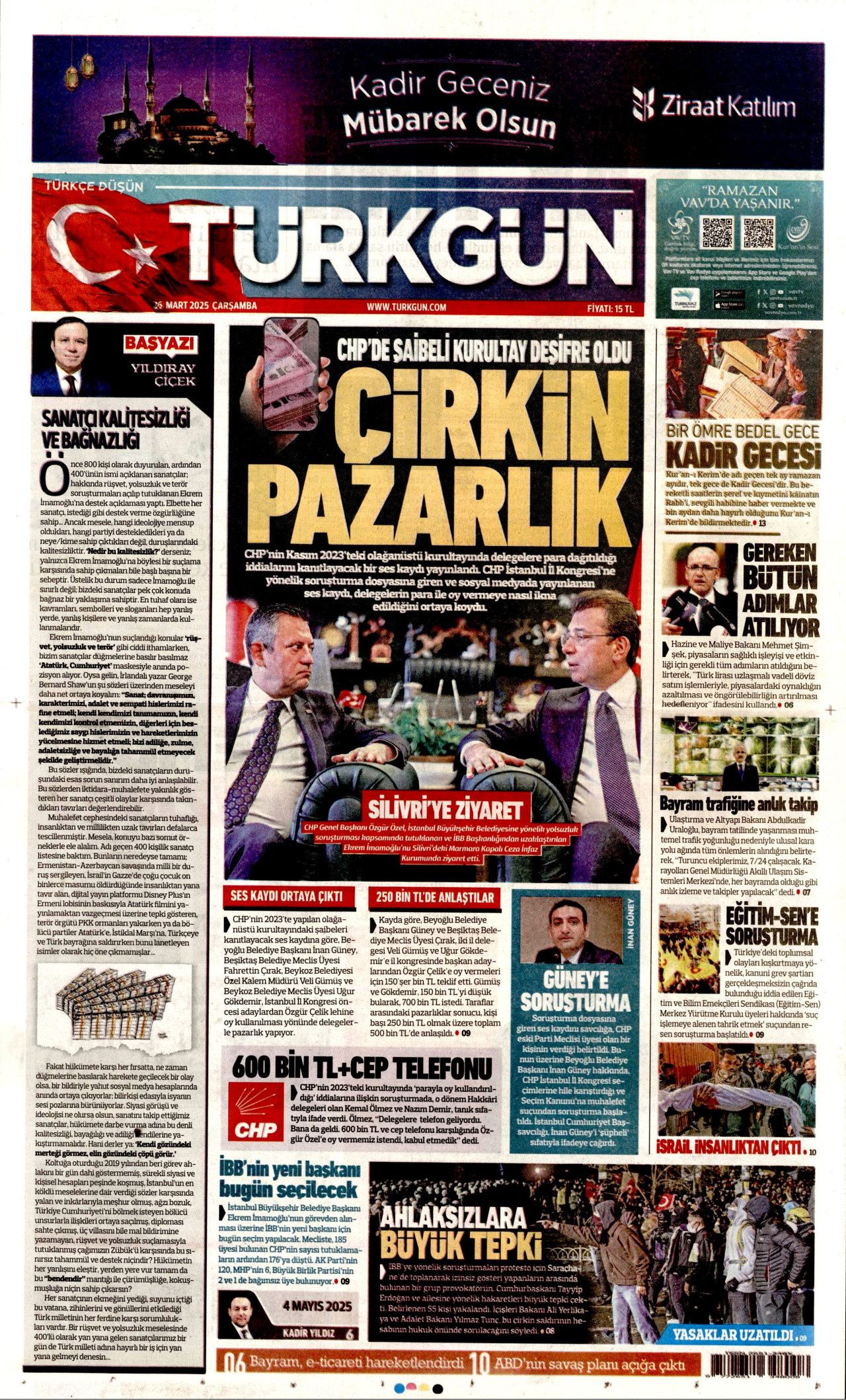 Nefret dalgası yayıyorlar! CHP'de 28 Şubat hortladı! 26 Mart Çarşamba gazete manşetleri 13
