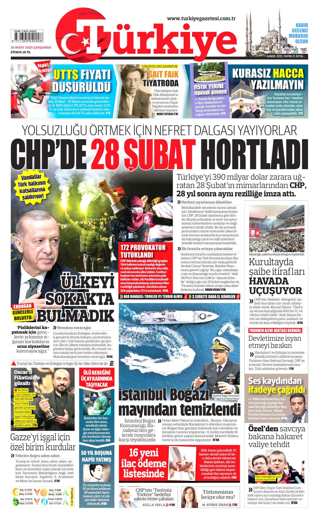 Nefret dalgası yayıyorlar! CHP'de 28 Şubat hortladı! 26 Mart Çarşamba gazete manşetleri 1