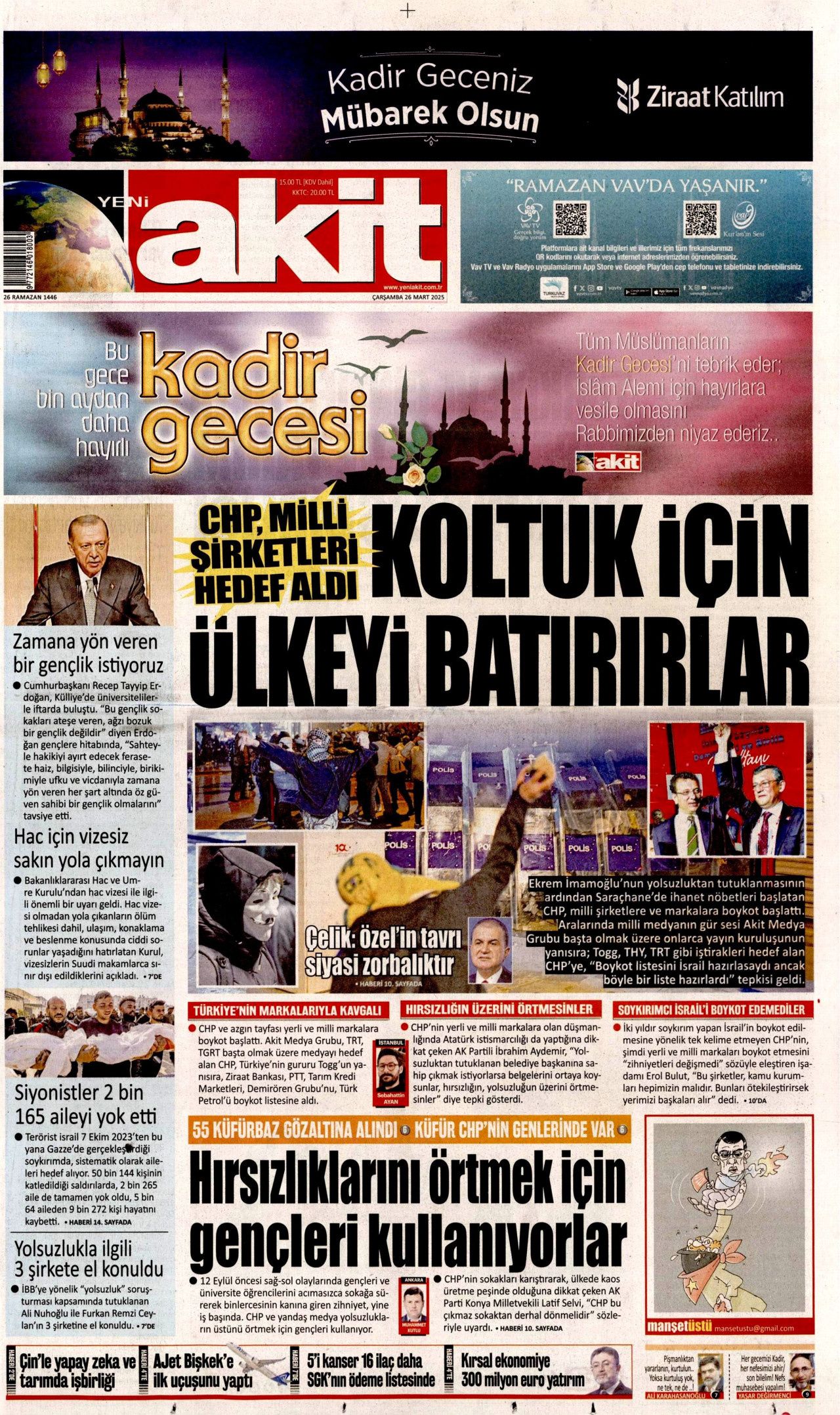 Nefret dalgası yayıyorlar! CHP'de 28 Şubat hortladı! 26 Mart Çarşamba gazete manşetleri 14