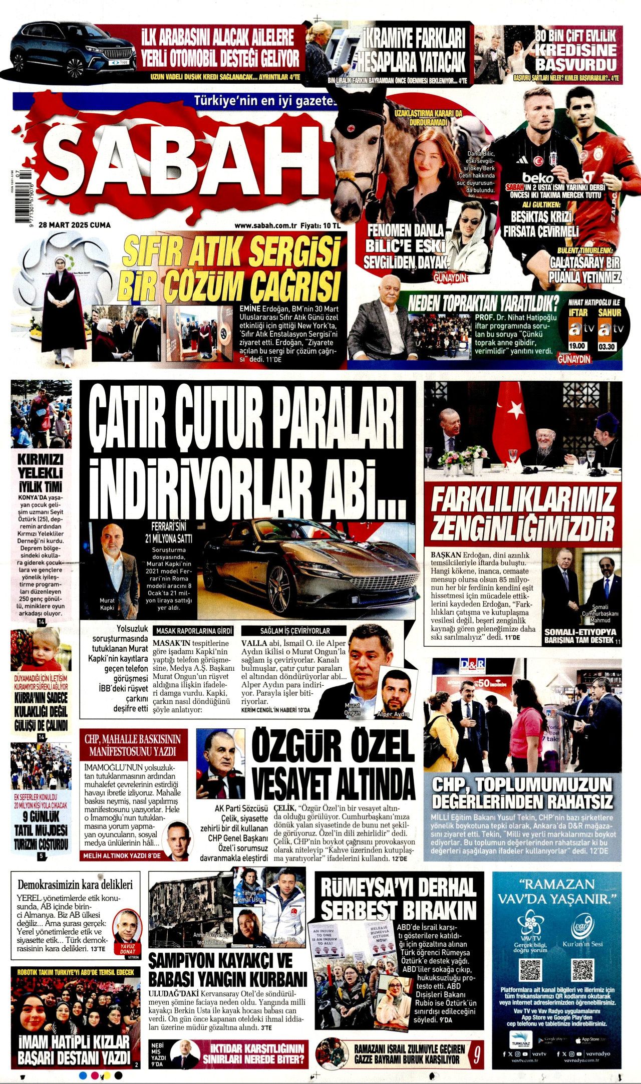 "Çatır çutur paraları indiriyorlar abi" Ferrari'sini 21 milyona satan işadamının telefon görüşmesinde şok detaylar... İşte günün gazete manşetleri... 1