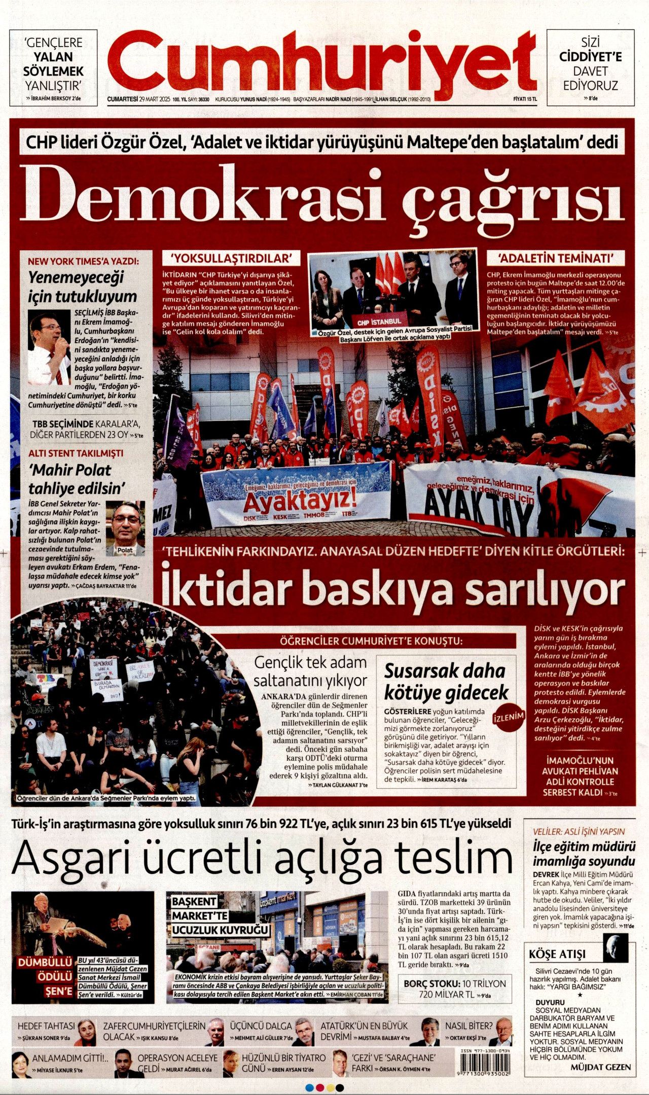 Su verdik almadılar! Rumlar su kesintisine başladı! KKTC'nin teklifini reddettiler... İşte 29 Mart Cumartesi gazete manşetleri 5
