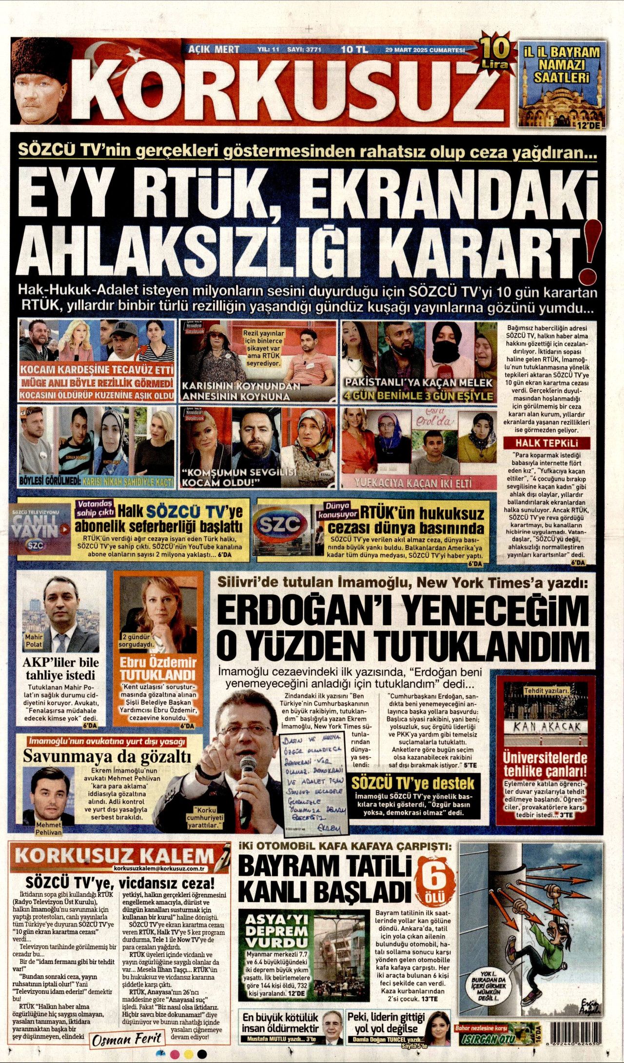 Su verdik almadılar! Rumlar su kesintisine başladı! KKTC'nin teklifini reddettiler... İşte 29 Mart Cumartesi gazete manşetleri 16