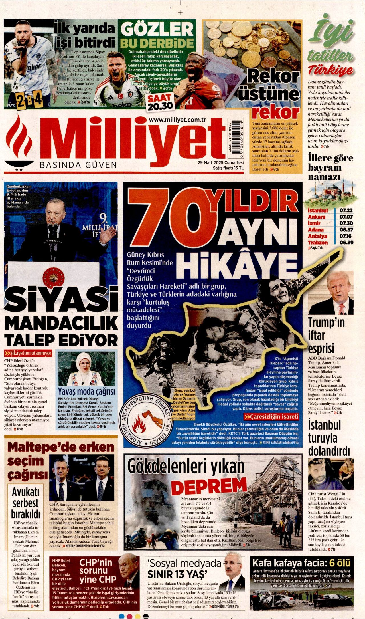 Su verdik almadılar! Rumlar su kesintisine başladı! KKTC'nin teklifini reddettiler... İşte 29 Mart Cumartesi gazete manşetleri 2