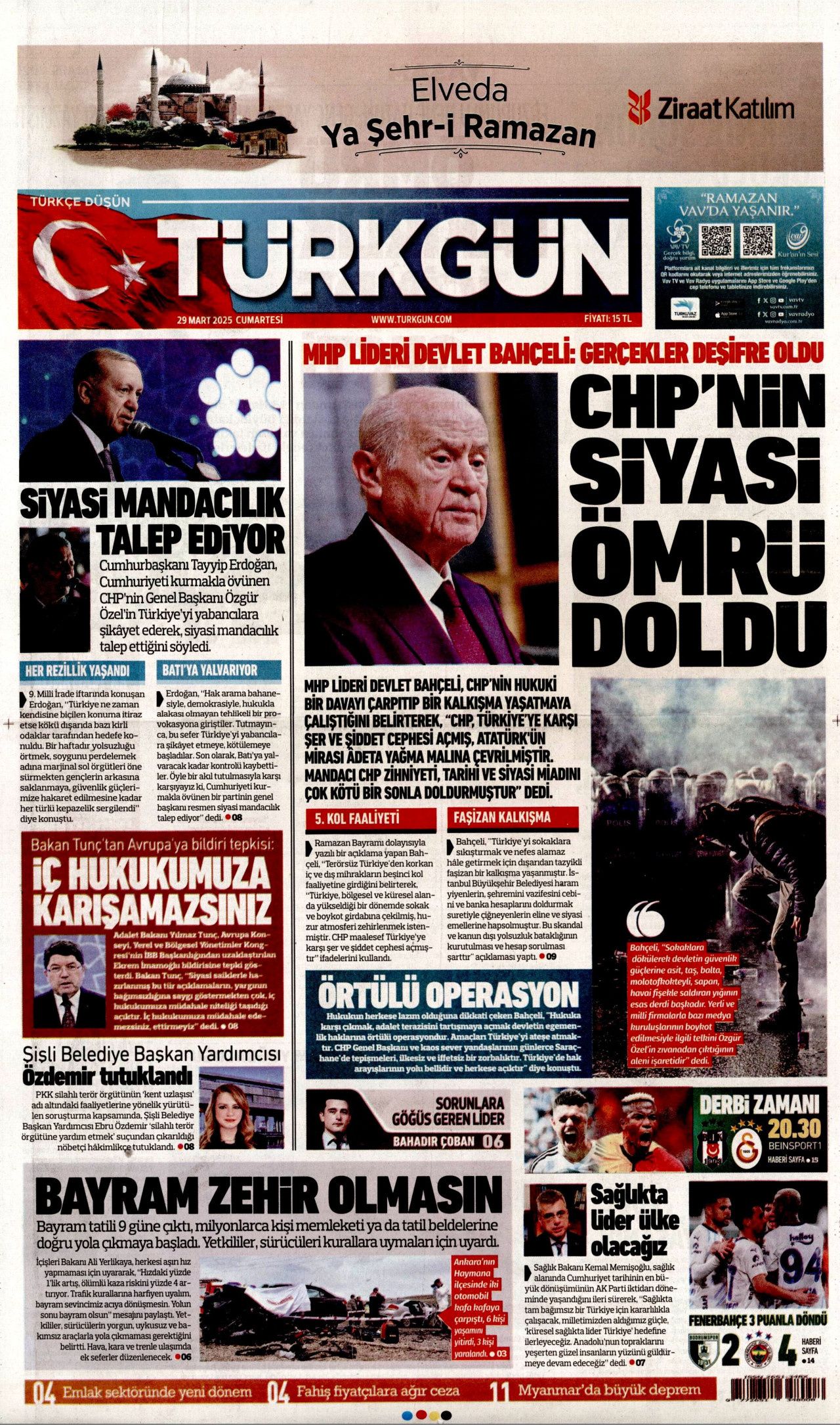Su verdik almadılar! Rumlar su kesintisine başladı! KKTC'nin teklifini reddettiler... İşte 29 Mart Cumartesi gazete manşetleri 15