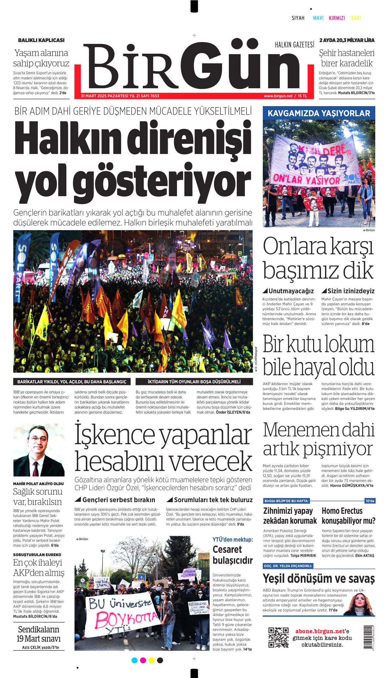 İntihar eden veznedarın eşi haykırdı! "Ahımız tuttu! Eşimin intiharından İmamoğlu sorumlu" 31 Mart Pazartesi gazete manşetleri 12