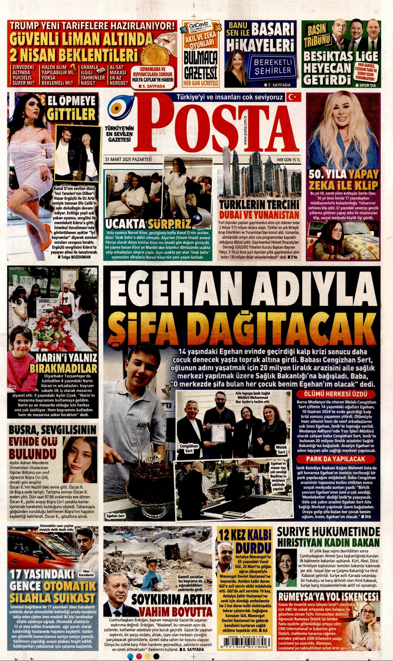 İntihar eden veznedarın eşi haykırdı! "Ahımız tuttu! Eşimin intiharından İmamoğlu sorumlu" 31 Mart Pazartesi gazete manşetleri 15