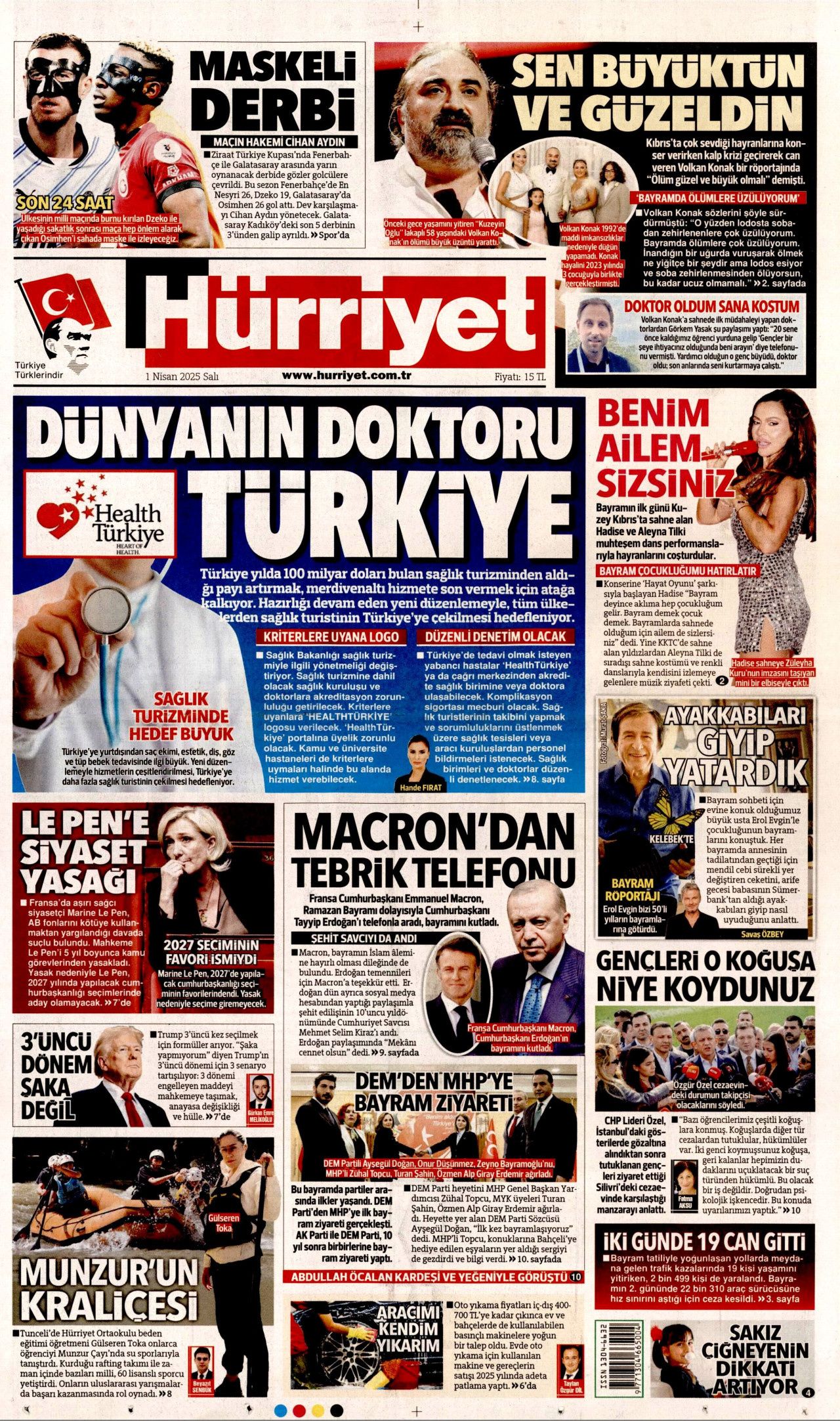 Macron'un rakibi Le Pen'e yolsuzluktan seçim yasağı! İşte 1 Nisan Salı gazete manşetleri... 1