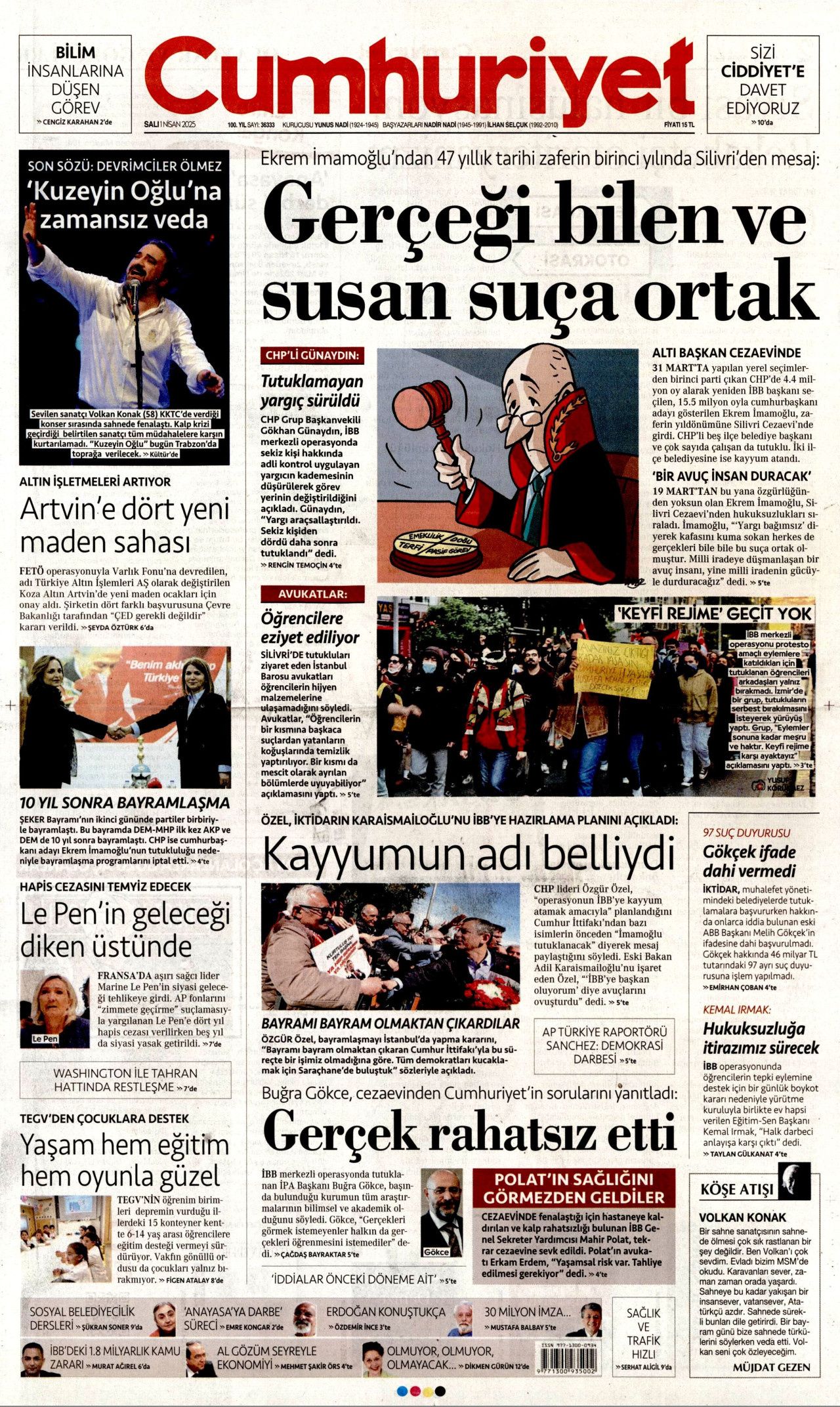 Macron'un rakibi Le Pen'e yolsuzluktan seçim yasağı! İşte 1 Nisan Salı gazete manşetleri... 3