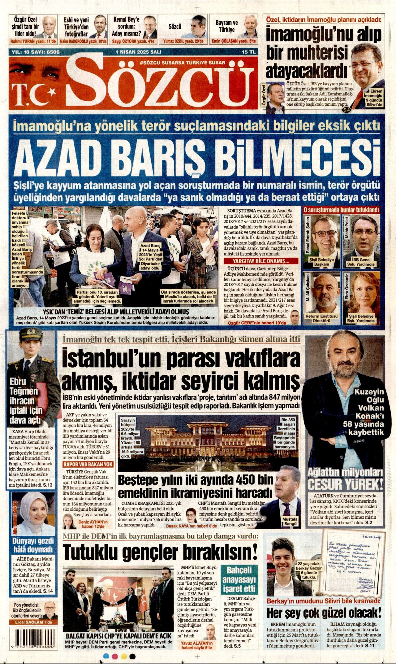 Macron'un rakibi Le Pen'e yolsuzluktan seçim yasağı! İşte 1 Nisan Salı gazete manşetleri... 4