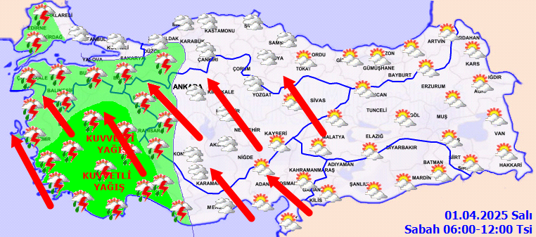Meteorolojiden 8 il için kuvvetli yağış, fırtına ve toz taşınımı uyarısı! 2