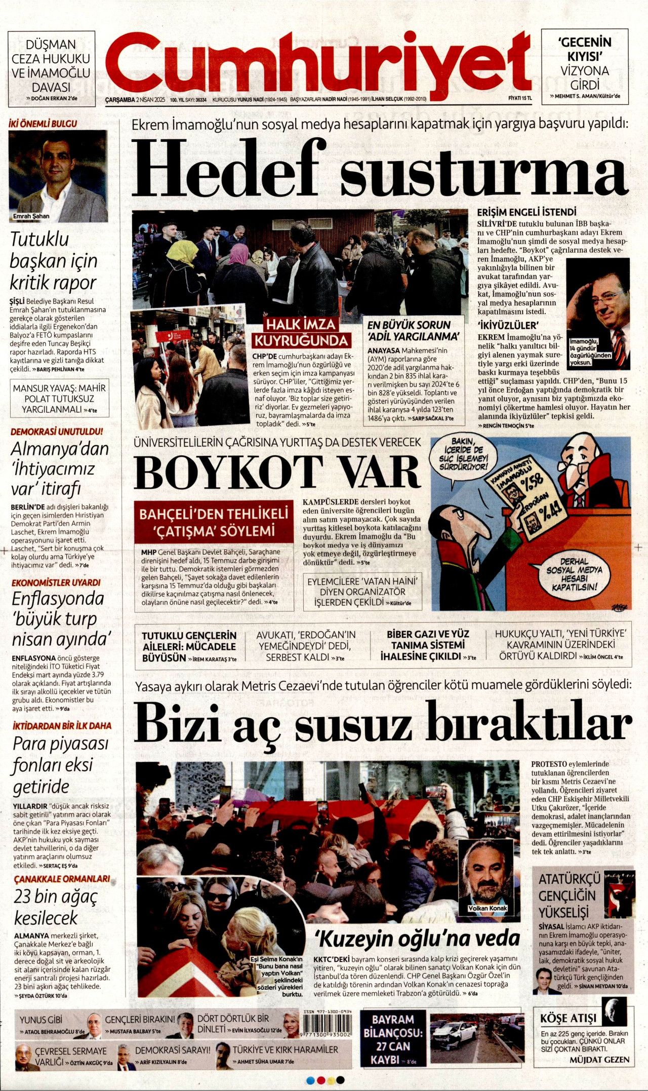 Katil İsrail, 10 günde 322 çocuk katletti! İşte 2 Nisan Çarşamba gazete manşetleri... 4