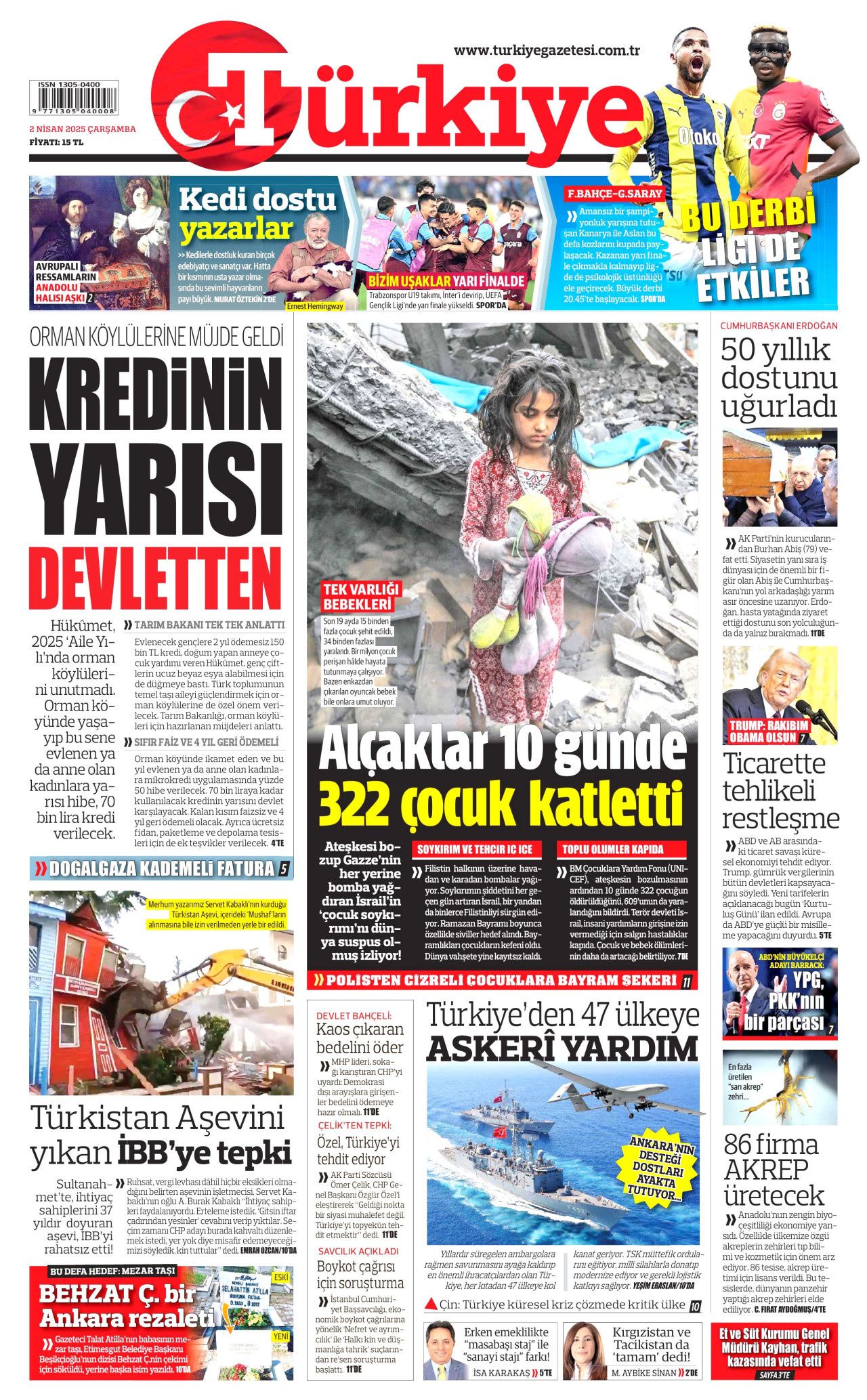 Katil İsrail, 10 günde 322 çocuk katletti! İşte 2 Nisan Çarşamba gazete manşetleri... 5