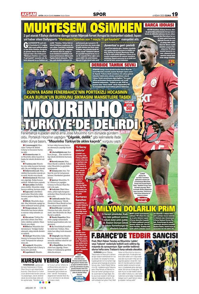 İşte günün spor manşetleri! Galatasaray'ın Fenerbahçe'yi elemesi gündemi belirledi 4