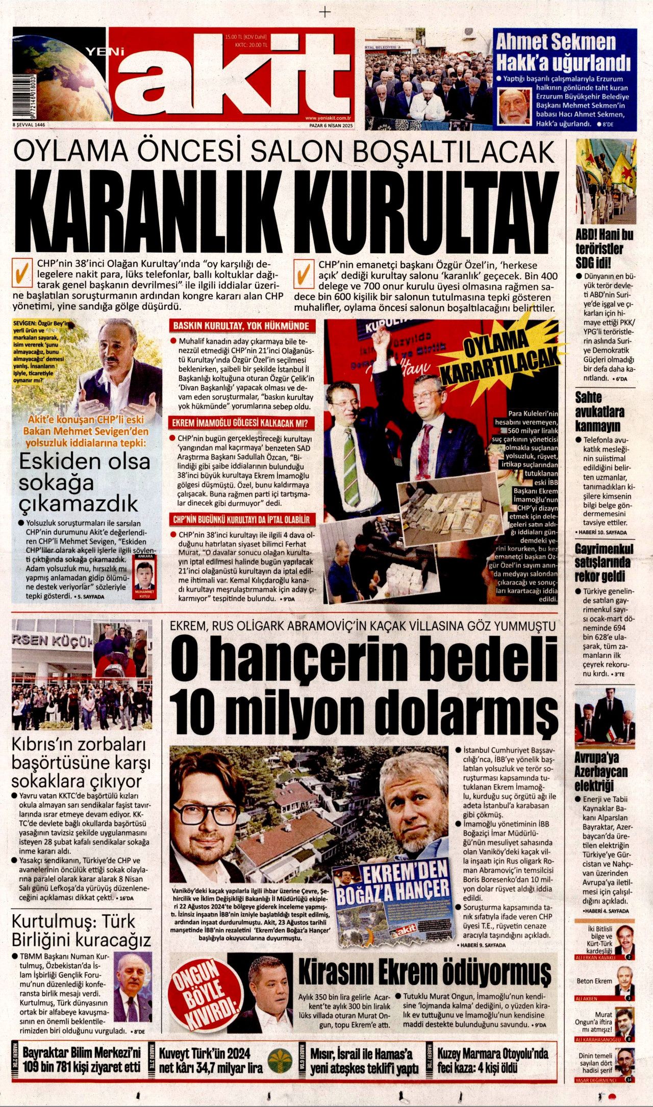 Martta gömüldü, Temmuzda dirildi! İstanbul'da film gibi olay... 6 Nisan Pazar gazete manşetleri 6
