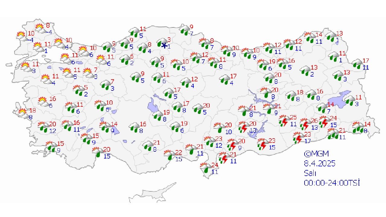 8 Nisan 2025 Salı hava durumu raporu yayınlandı! İzmir, Aydın, Bitlis ve Şırnak'ta yağışa dikkat! 1