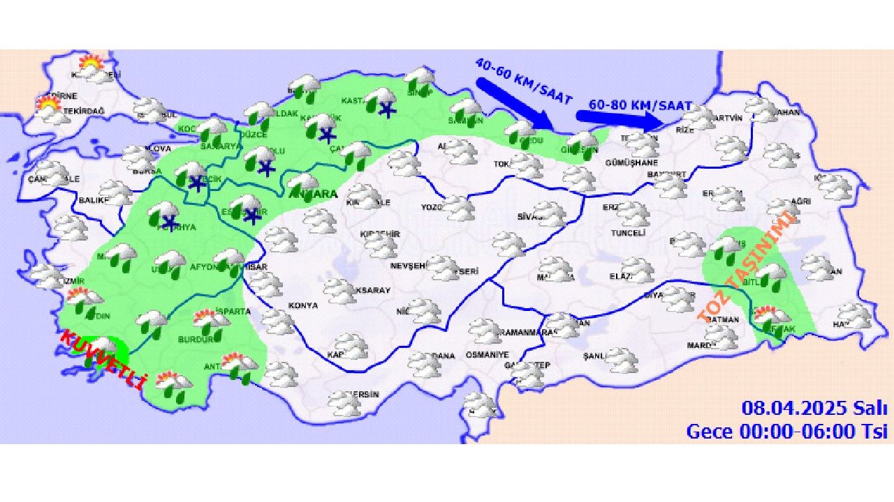 8 Nisan 2025 Salı hava durumu raporu yayınlandı! İzmir, Aydın, Bitlis ve Şırnak'ta yağışa dikkat! 2