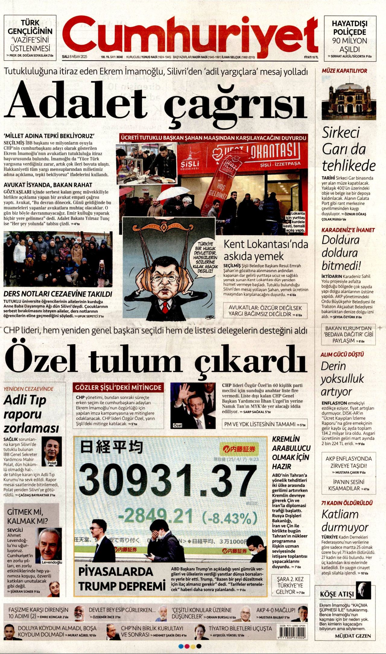 Trump'ın vergi savaşı piyasaları altüst etti! Küresel yangın başladı... Bugünün gazete manşetleri 8