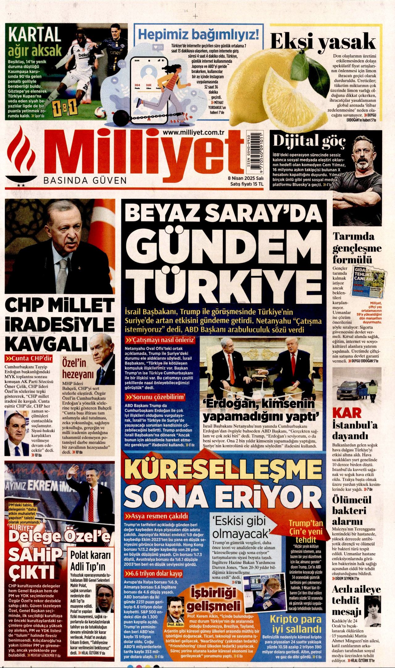 Trump'ın vergi savaşı piyasaları altüst etti! Küresel yangın başladı... Bugünün gazete manşetleri 9