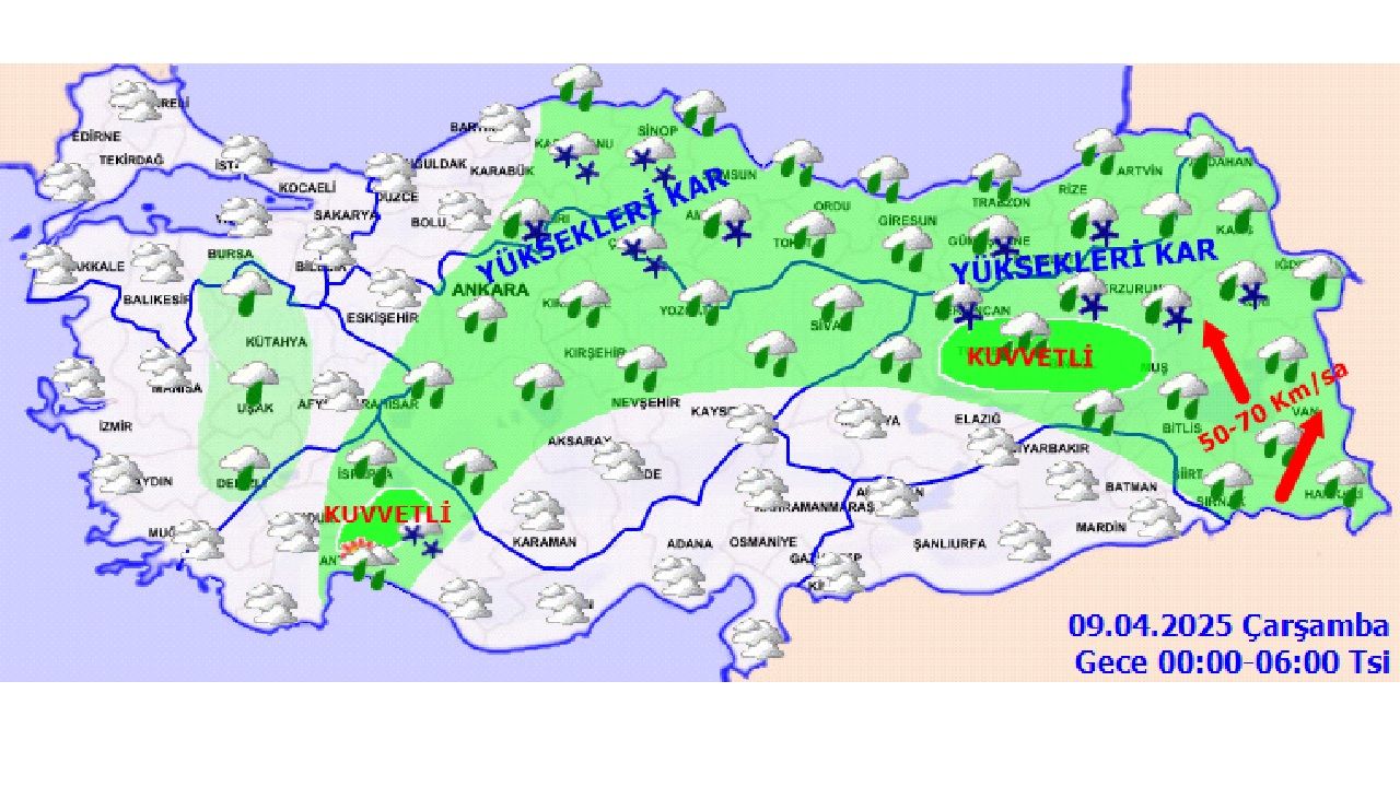 9 Nisan Çarşamba Türkiye genelinde yağış bekleniyor: Bazı bölgeler için kuvvetli yağış ve toz taşınımı uyarısı yapıldı... 2