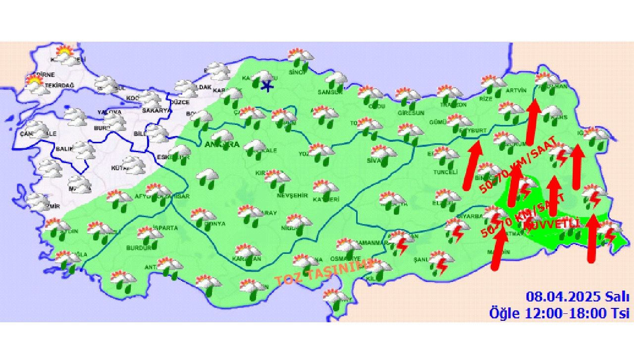9 Nisan Çarşamba Türkiye genelinde yağış bekleniyor: Bazı bölgeler için kuvvetli yağış ve toz taşınımı uyarısı yapıldı... 5