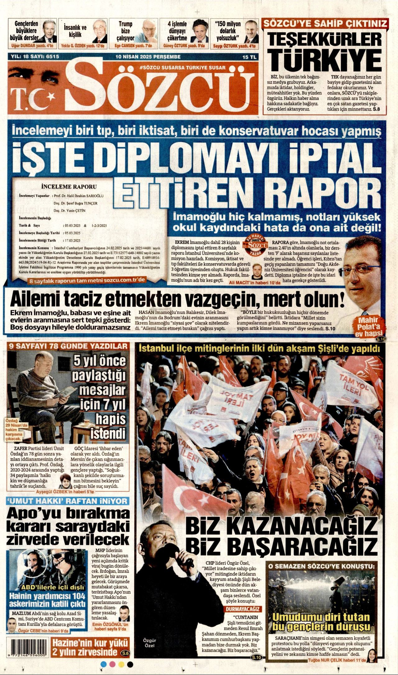 Ayrıcalıklı bu kişiler kim? Grand Kartalkaya faciasında korkunç iddia! 10 Nisan Perşembe gazete manşetleri 6