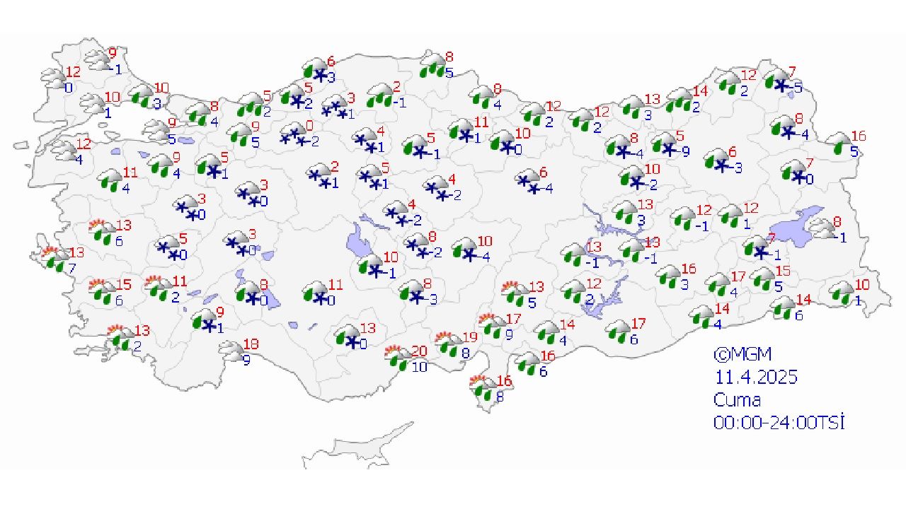 11 Nisan 2025 Türkiye geneli hava durumu! Hava sıcaklıkları 5 dereceye kadar yükseliyor... 1