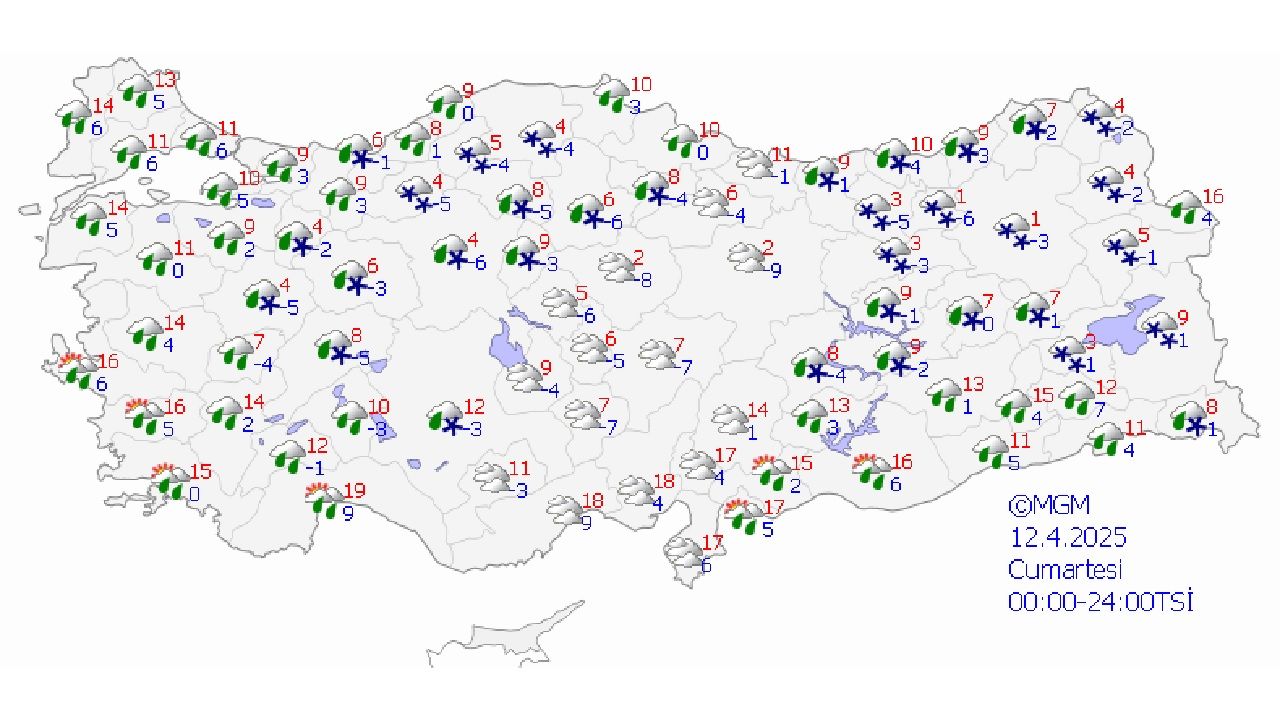 12 Nisan 2025 Türkiye genelinde sağanak ve kar yağışı devam edecek! Ankara, İzmir, İstanbul ve Bursa'da beklenen hava durumu... 1