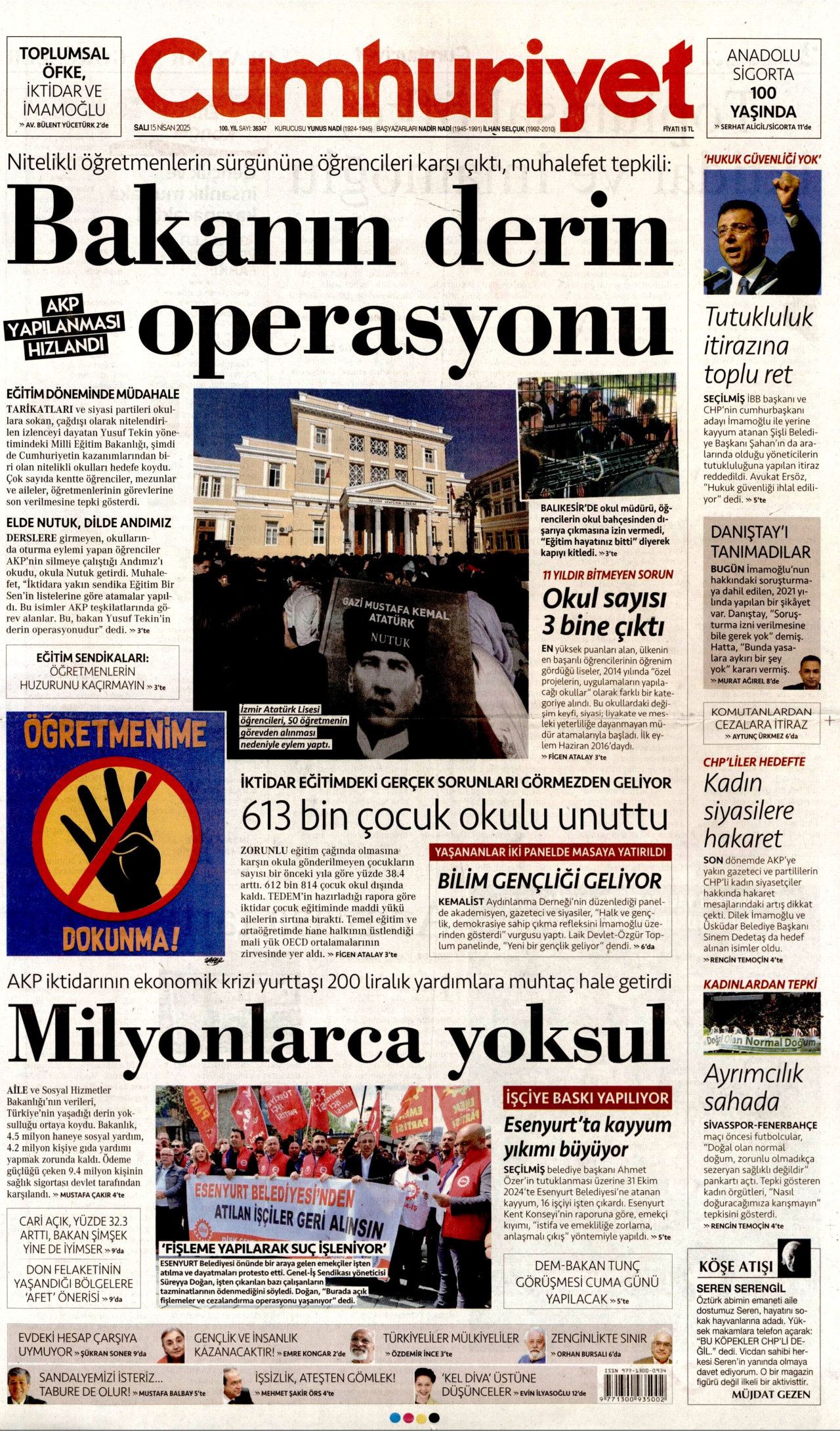 CHP'nin kirli lise projesi! Öğrencileri kışkırtmaya çalışıyorlar... Bugünün gazete manşetleri! 6