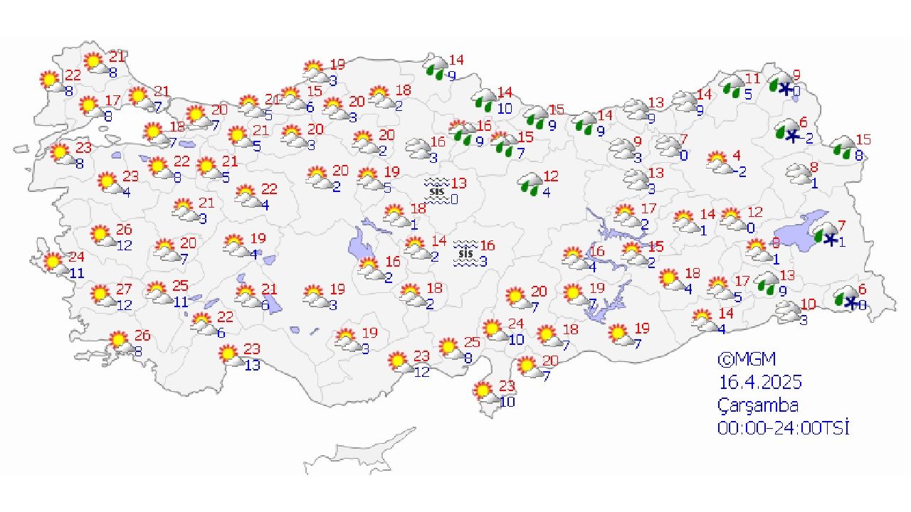 16 Nisan 2025 Yurt genelinde hava nasıl olacak? Ankara, İstanbul, İzmir ve Bursa başta olmak üzere il il beklenen hava durumu... 1