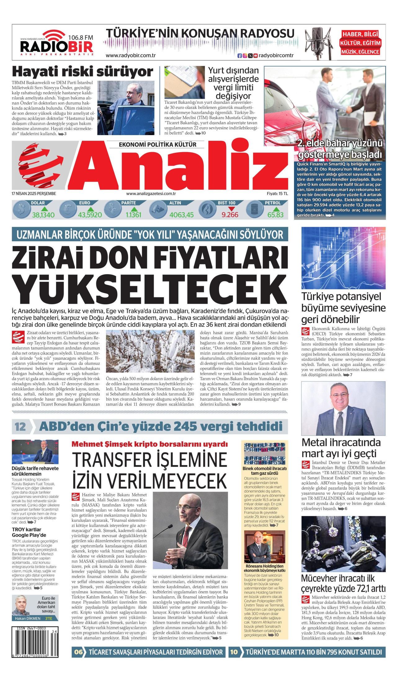 Zirai felaket için seferberlik! Ödemeler hemen yapılacak: Faizsiz kredi yolda... Günün gazete manşetleri 21