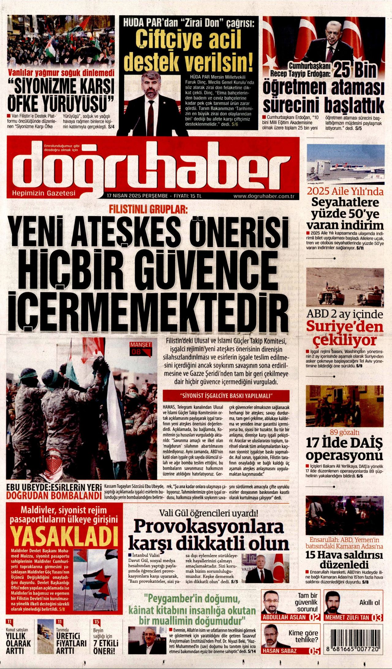 Zirai felaket için seferberlik! Ödemeler hemen yapılacak: Faizsiz kredi yolda... Günün gazete manşetleri 20