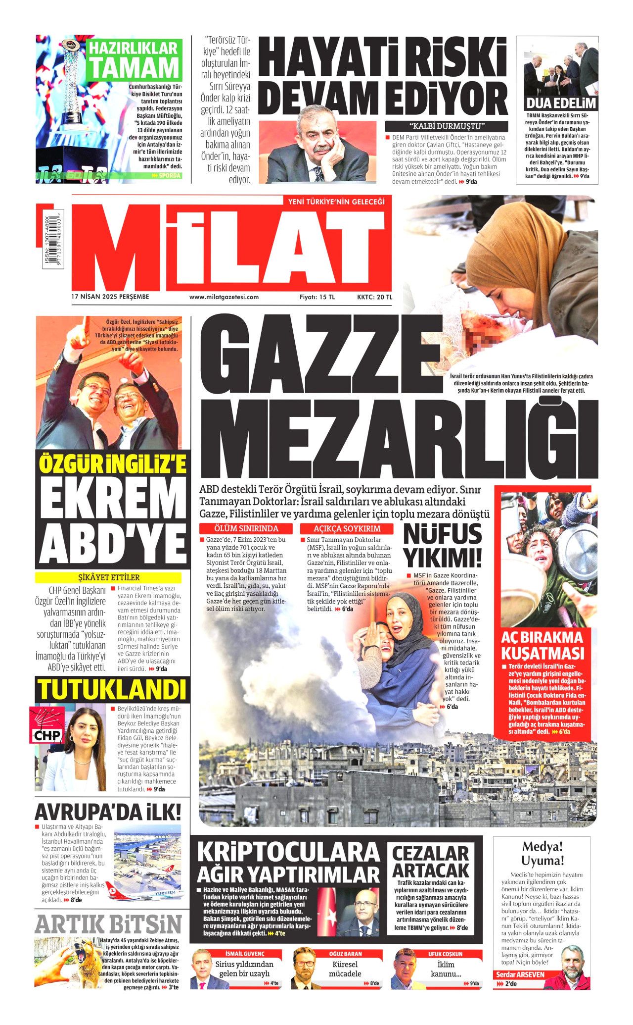 Zirai felaket için seferberlik! Ödemeler hemen yapılacak: Faizsiz kredi yolda... Günün gazete manşetleri 16