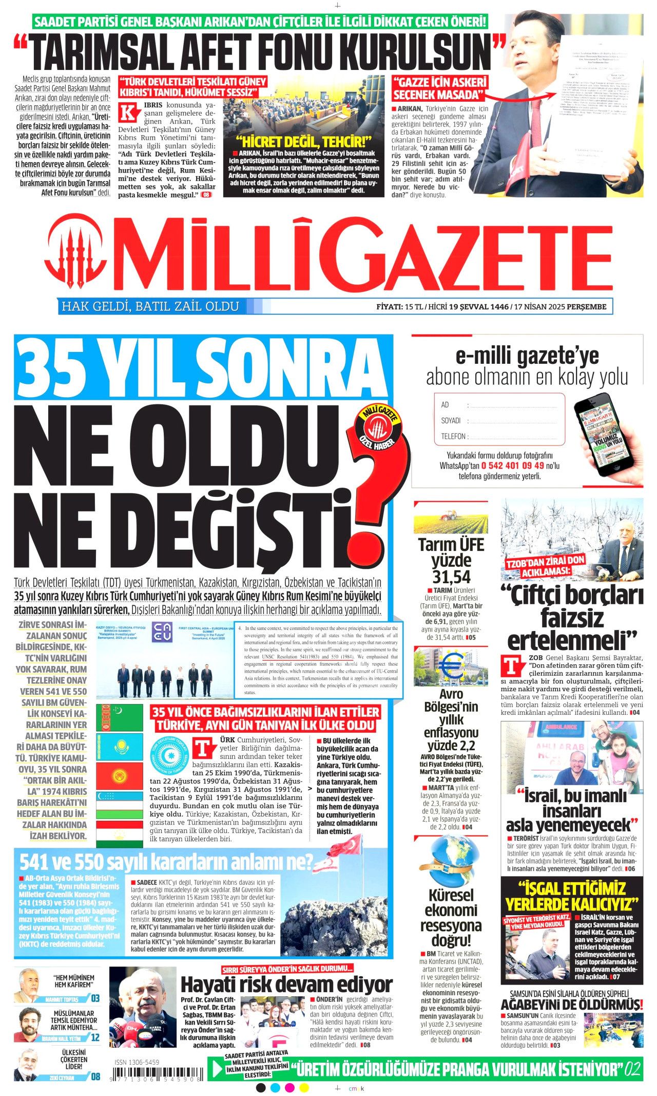 Zirai felaket için seferberlik! Ödemeler hemen yapılacak: Faizsiz kredi yolda... Günün gazete manşetleri 18